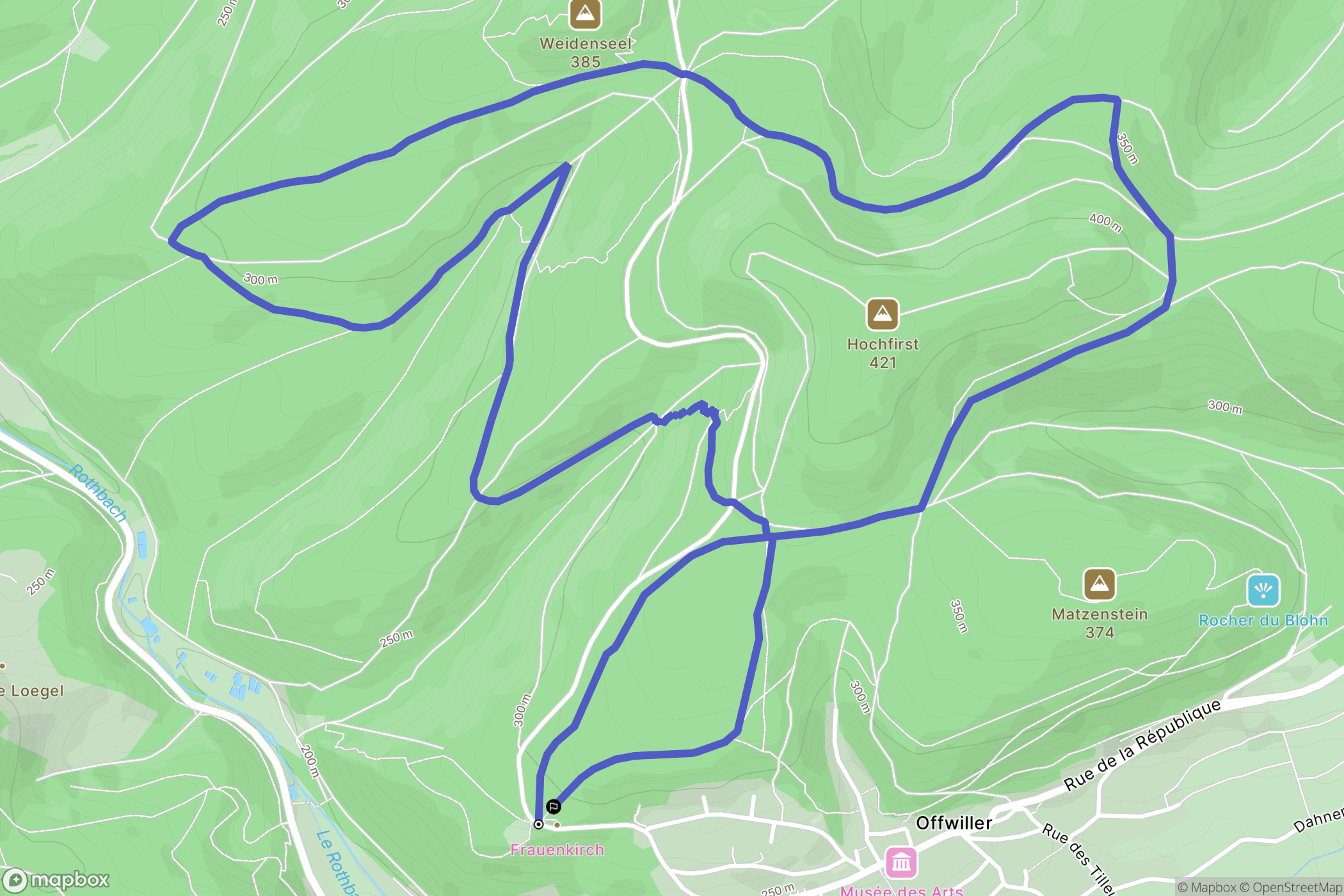 Offwiller : carte du parcours de randonnée - France