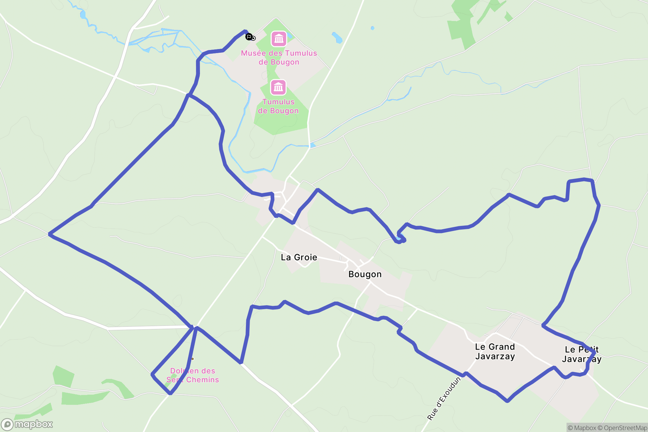 Bougon : carte du parcours de randonnée - France
