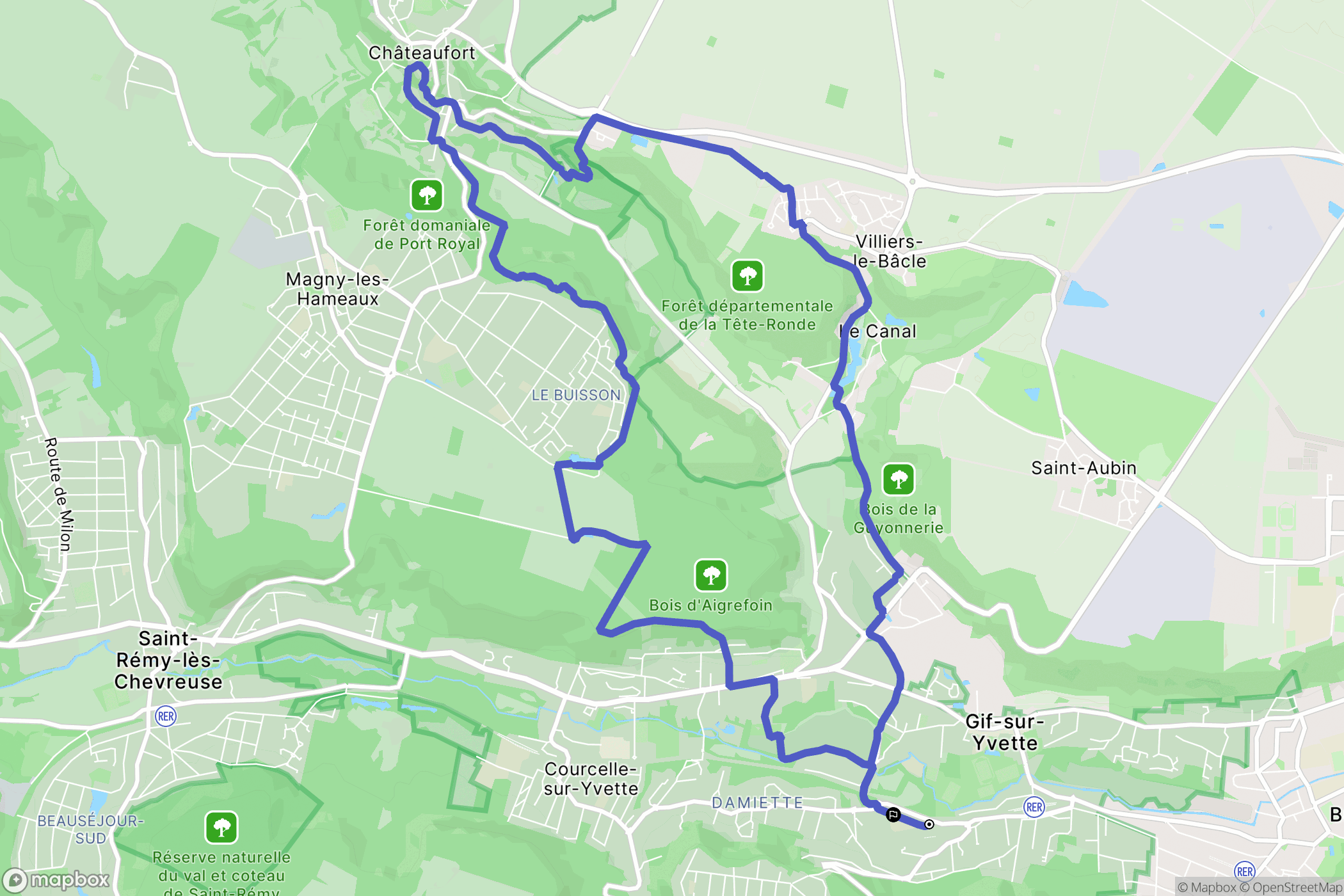 Gif-sur-Yvette : carte du parcours de randonnée - France