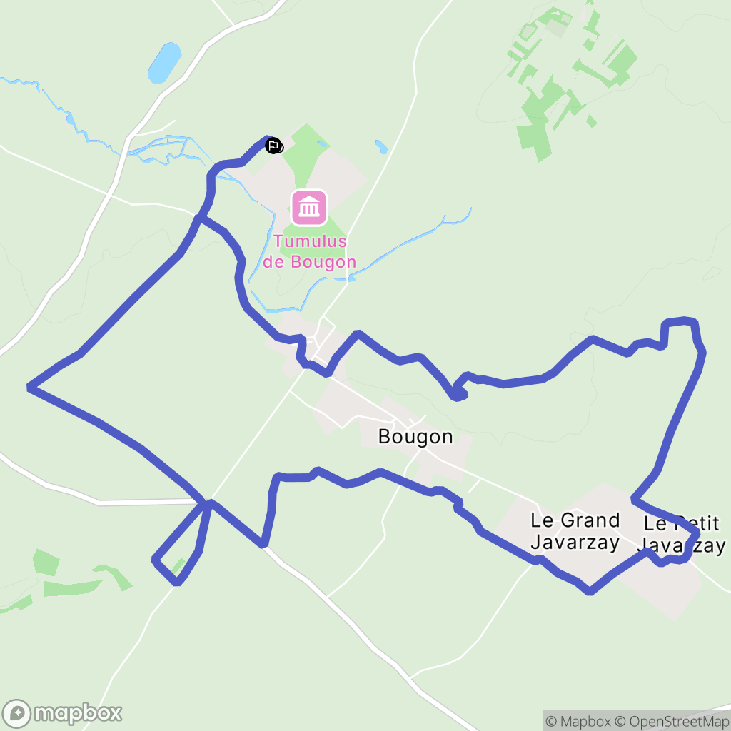 Bougon : carte du parcours de randonnée - France