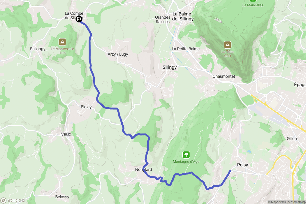 Sillingy : carte du parcours de randonnée - France