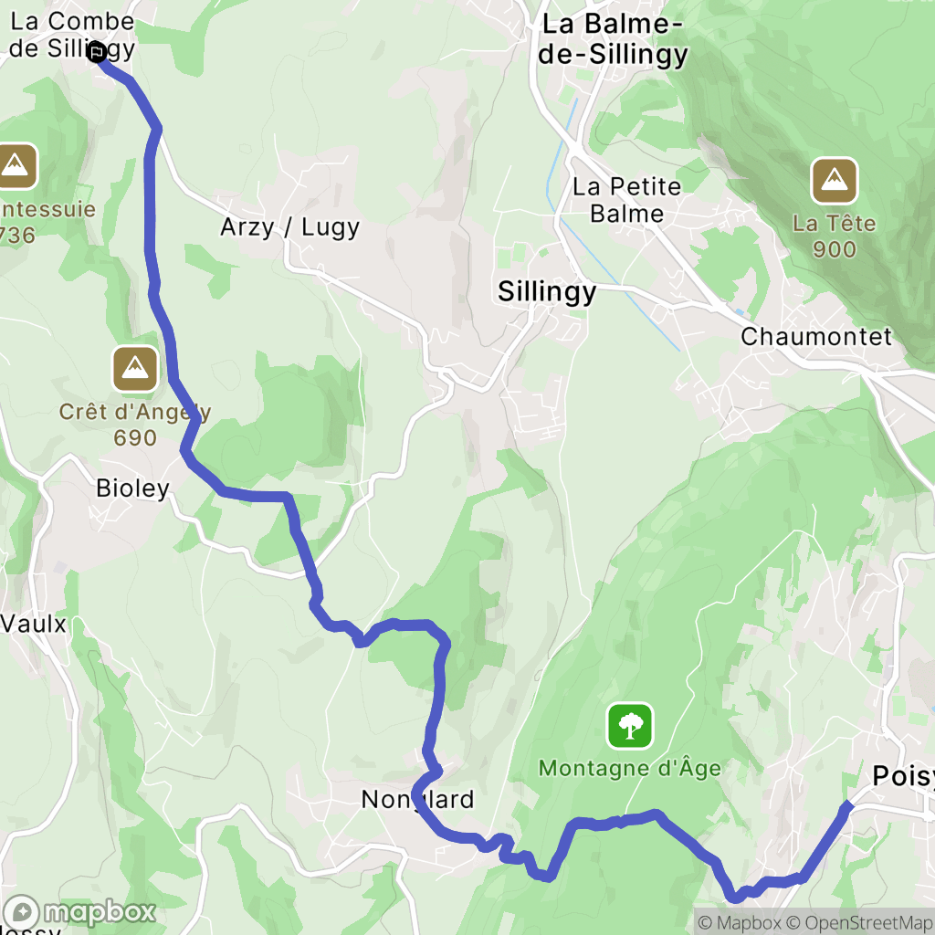 Sillingy : carte du parcours de randonnée - France