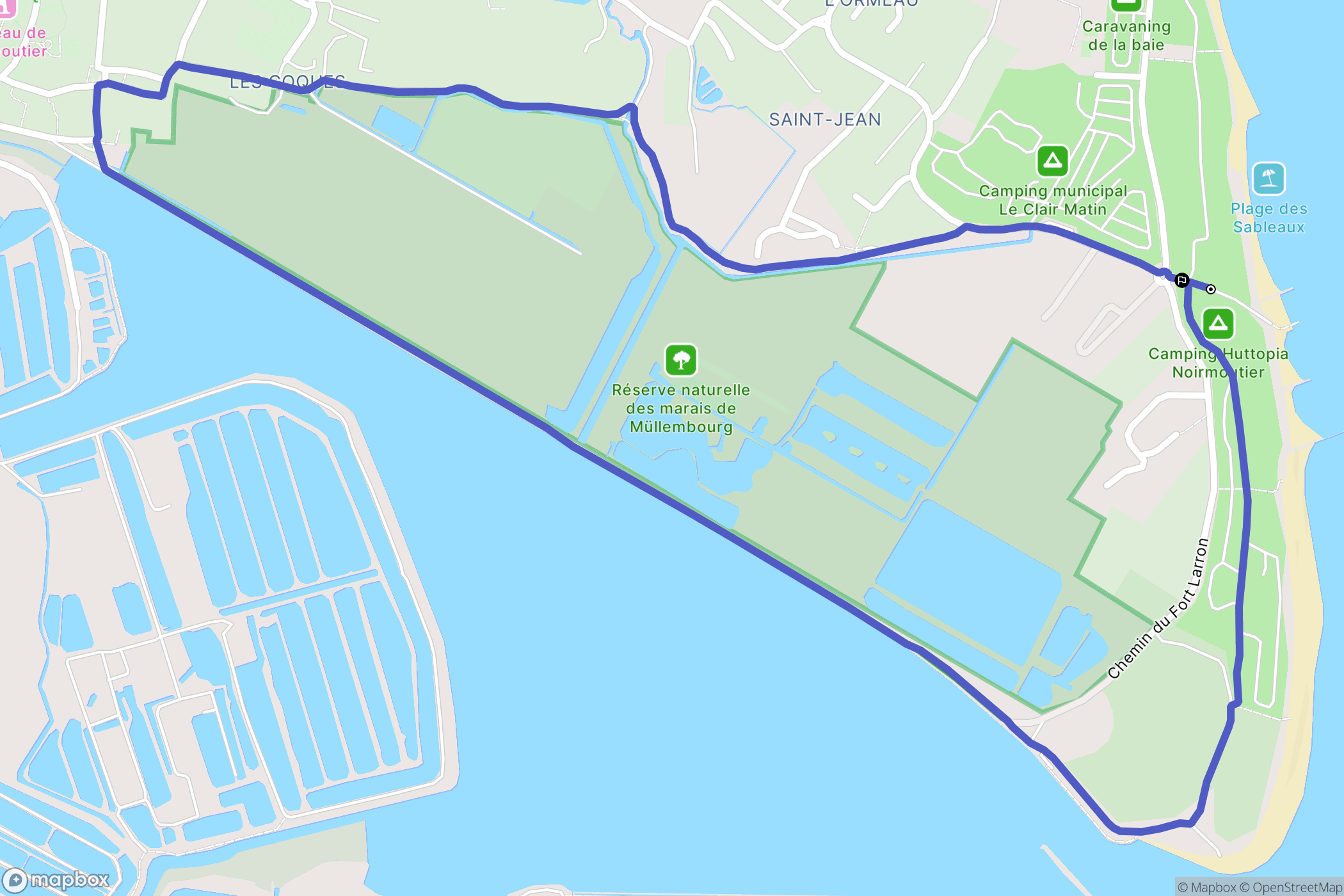 Noirmoutier-en-l'Île : carte du parcours de randonnée - France