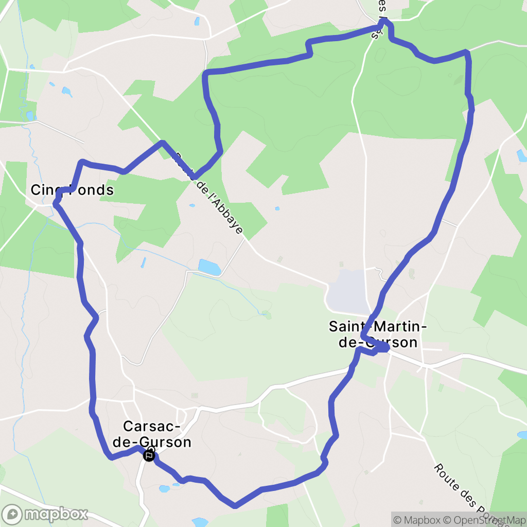 Carsac-de-Gurson : carte du parcours de randonnée - France