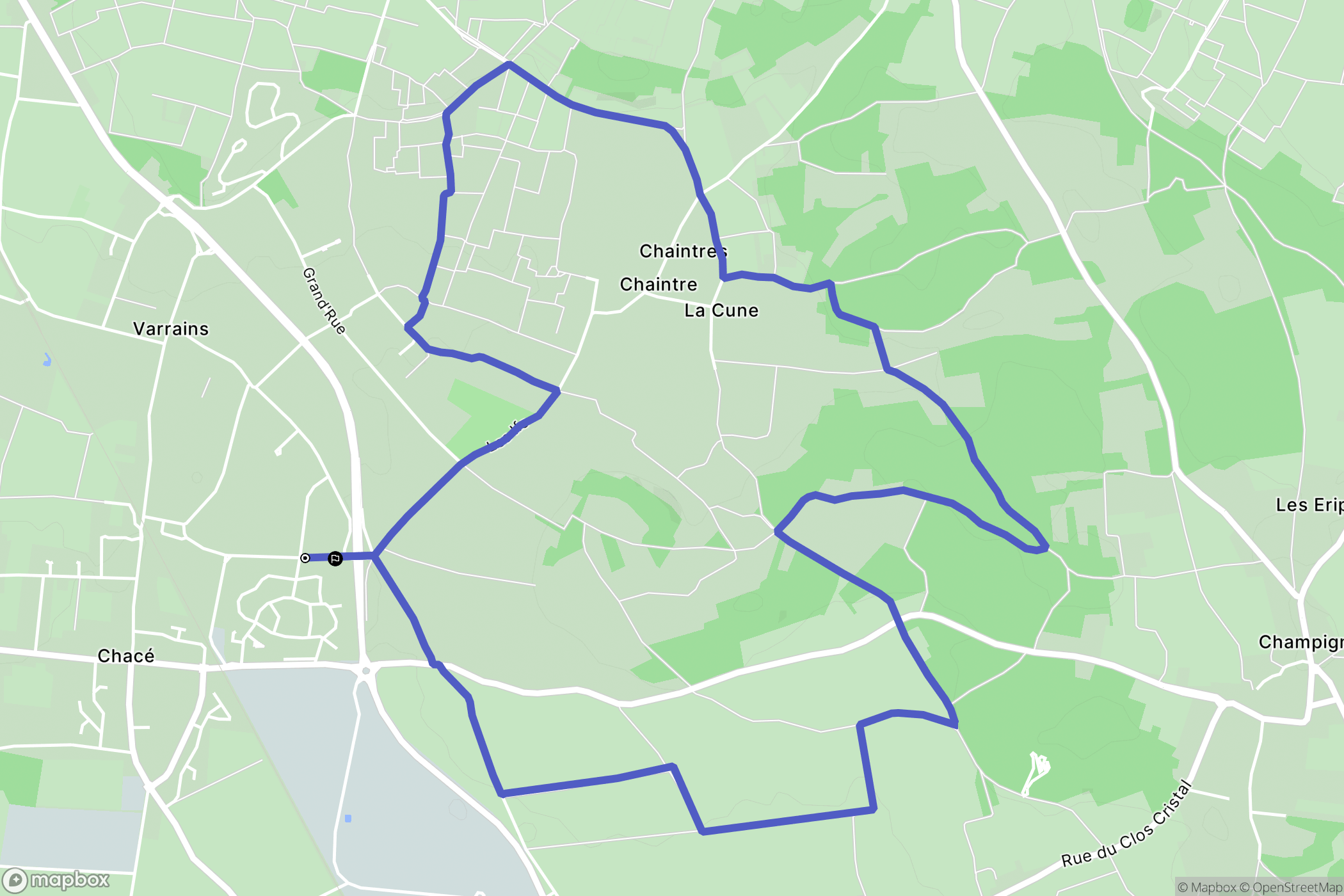Varrains : carte du parcours de randonnée - France