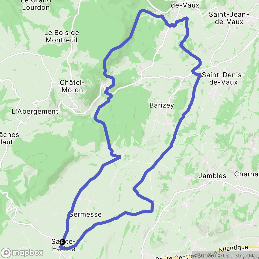 Sainte-Hélène : carte du parcours de randonnée - France