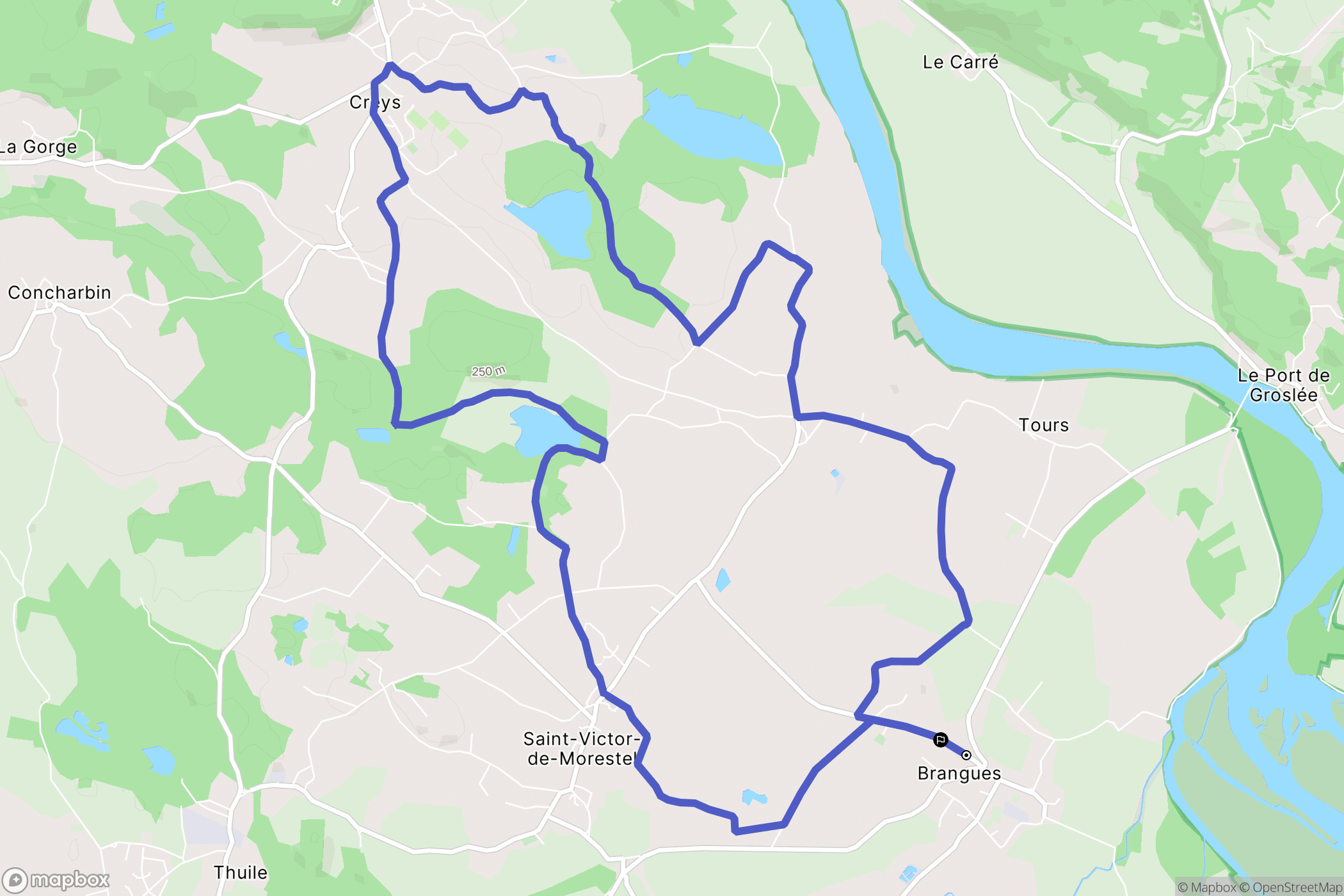 Brangues : carte du parcours de randonnée - France