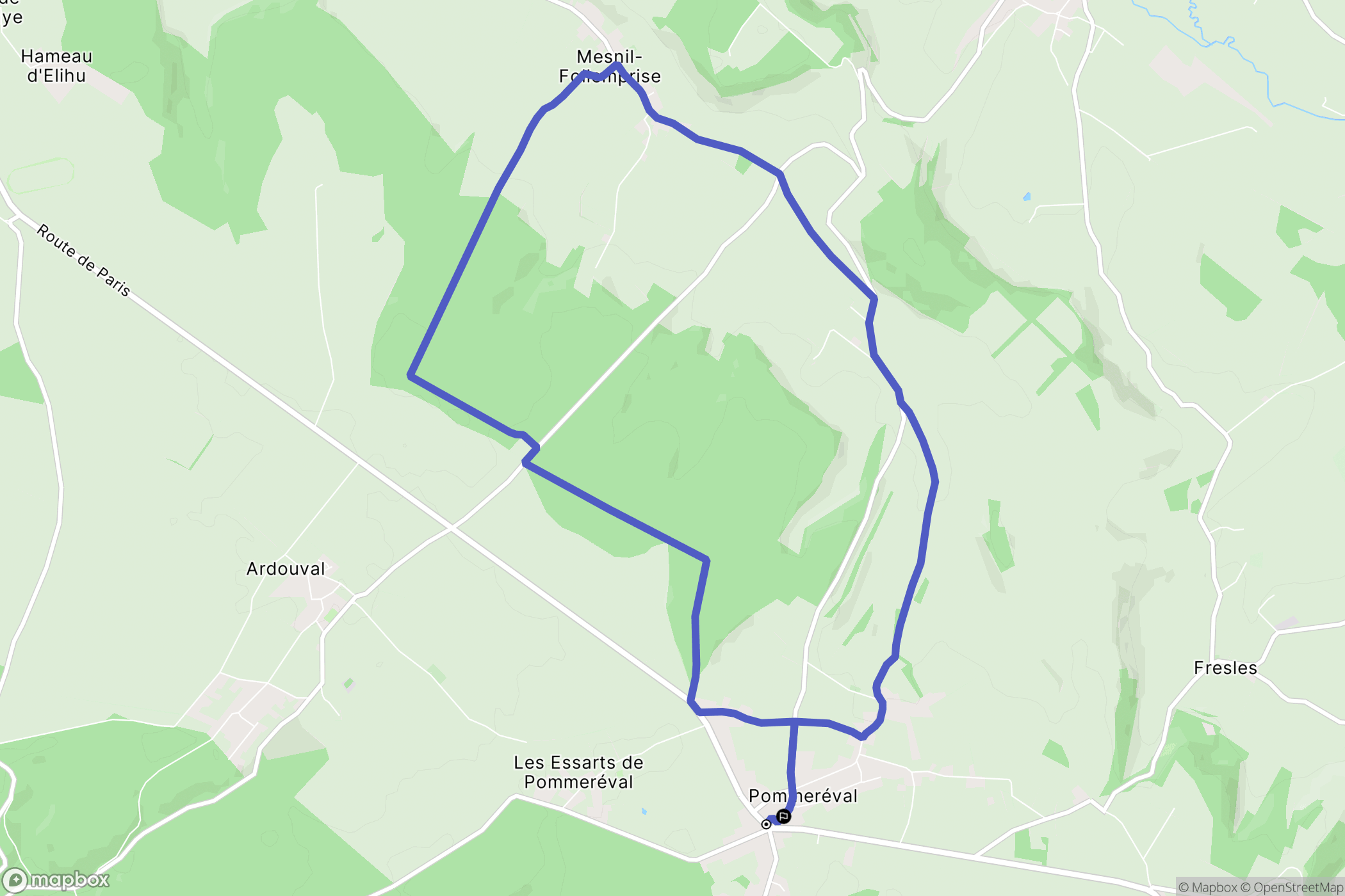 Pommeréval : carte du parcours de randonnée - France