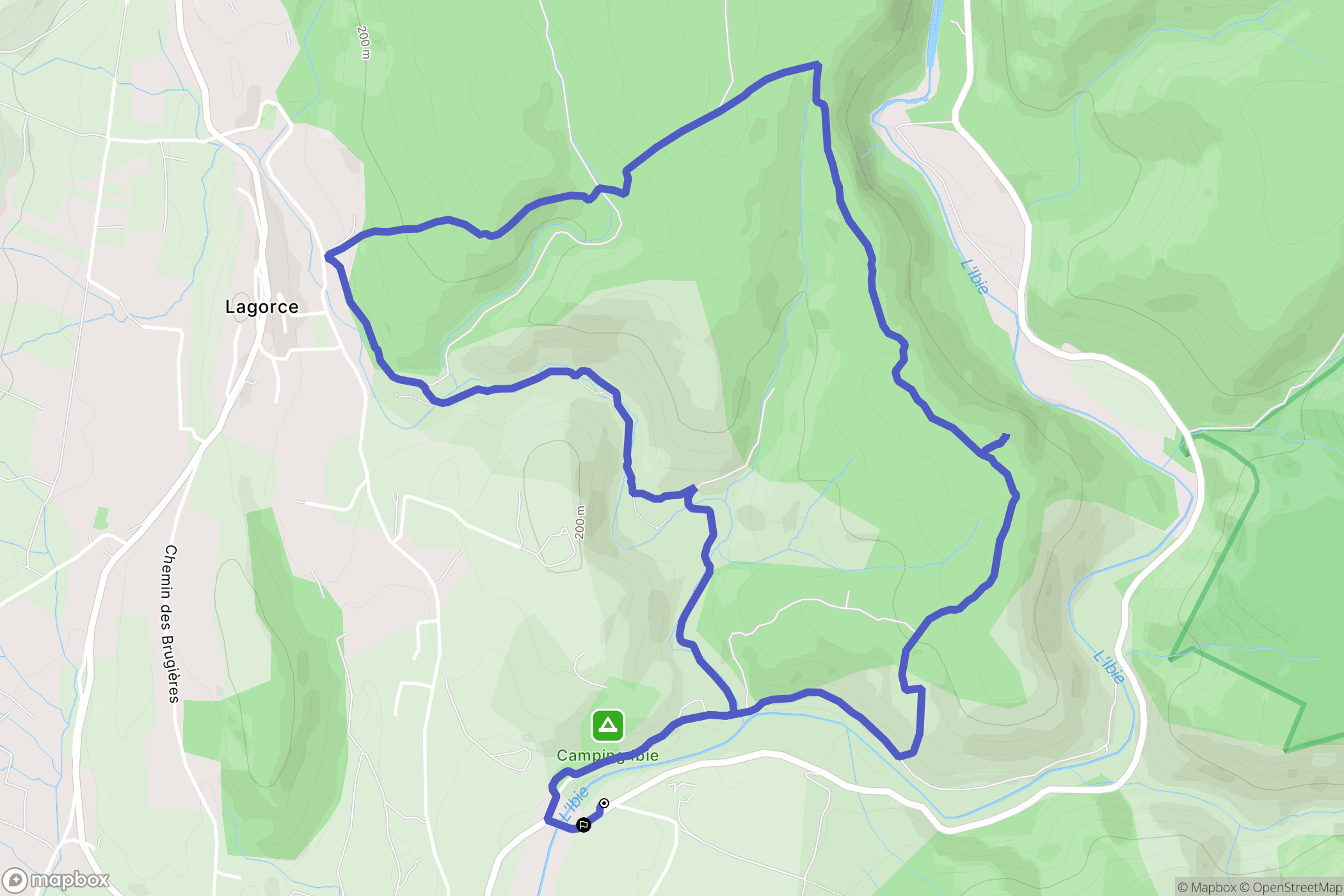 Lagorce : carte du parcours de randonnée - France