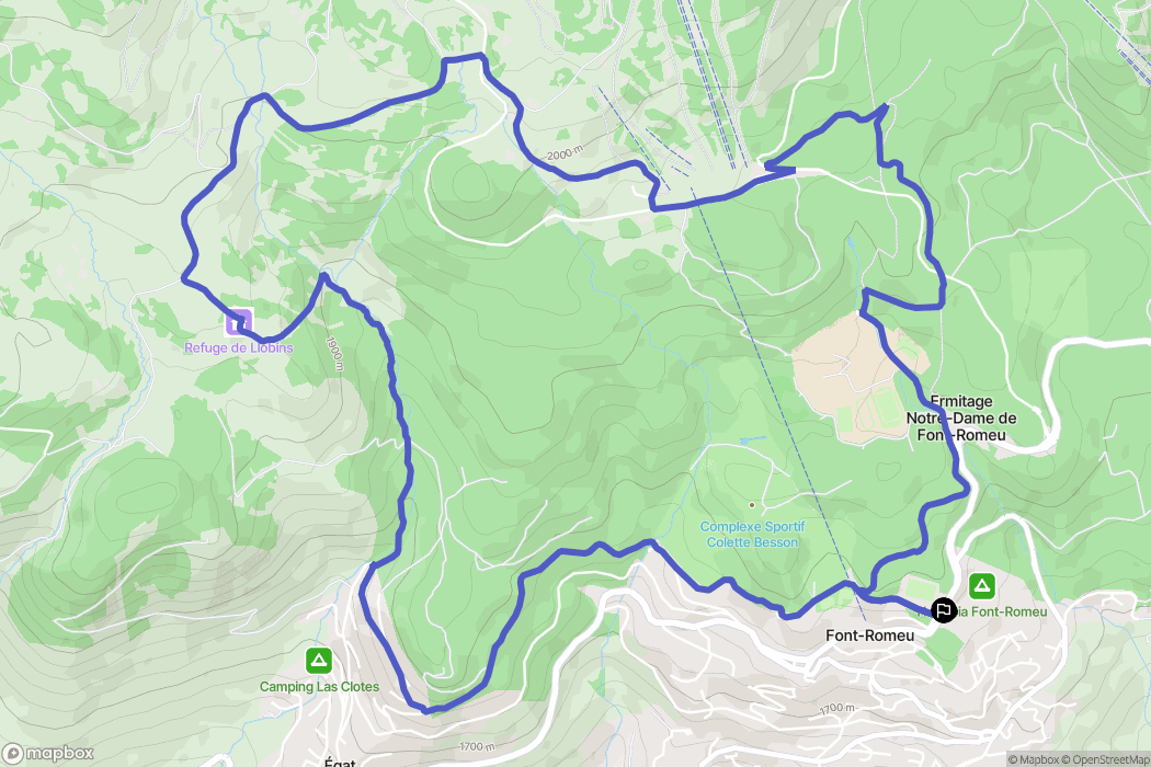 Font-Romeu-Odeillo-Via : carte du parcours de randonnée - France