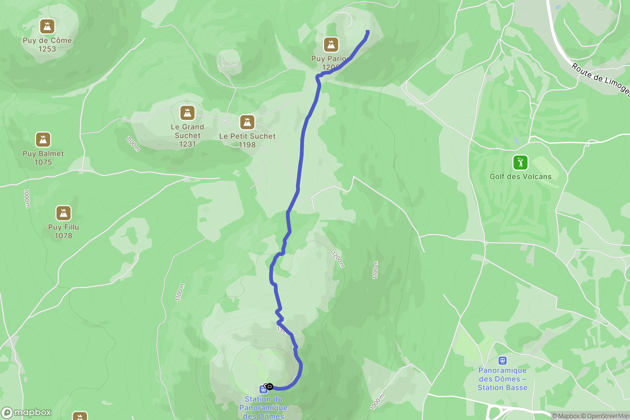 Orcines : carte du parcours de randonnée - France