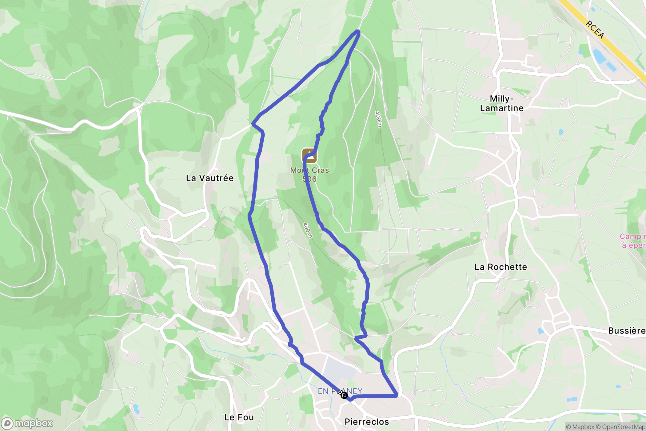 Pierreclos : carte du parcours de randonnée - France