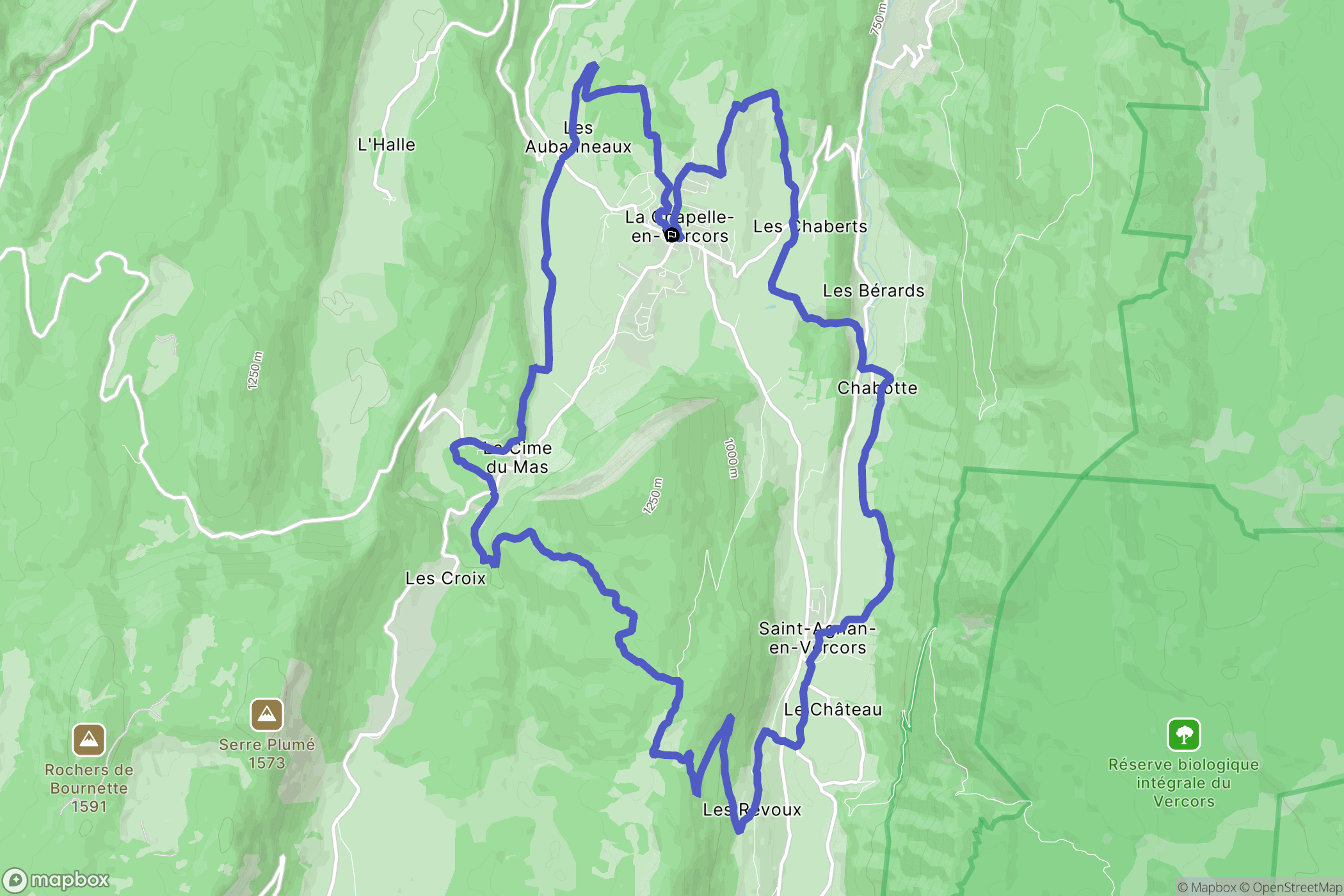 La Chapelle-en-Vercors : carte du parcours de randonnée - France