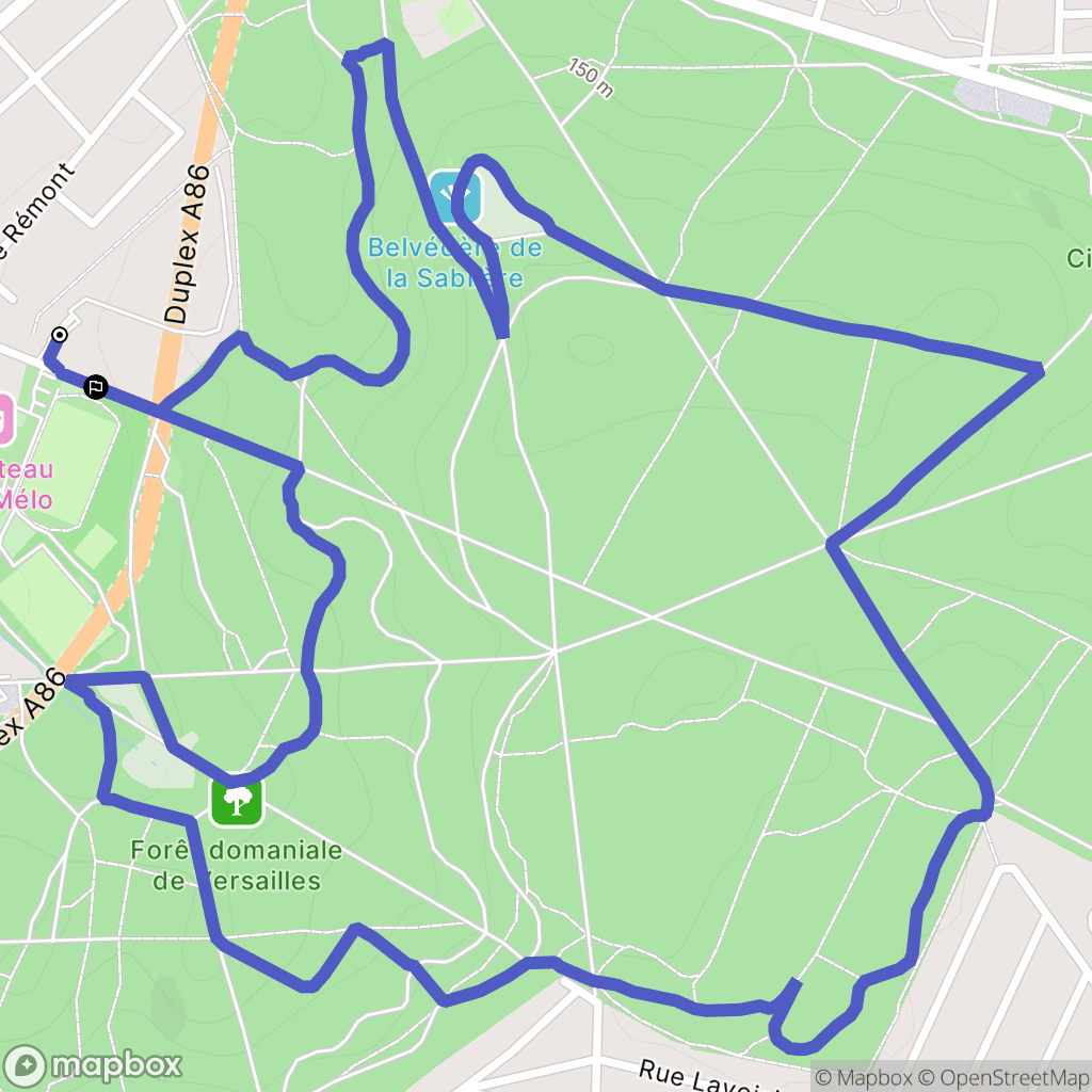 Versailles : carte du parcours de randonnée - France