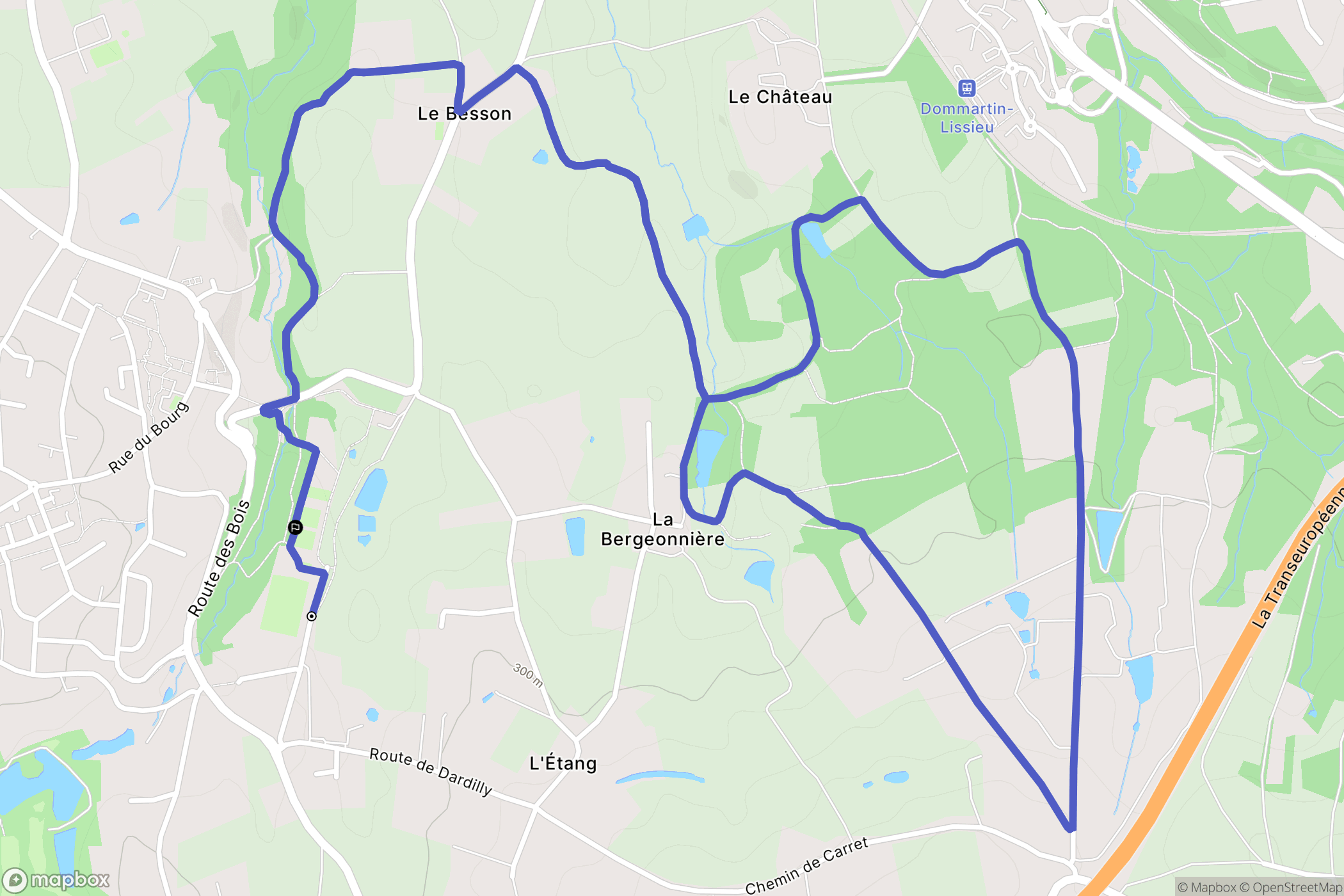 Dommartin : carte du parcours de randonnée - France