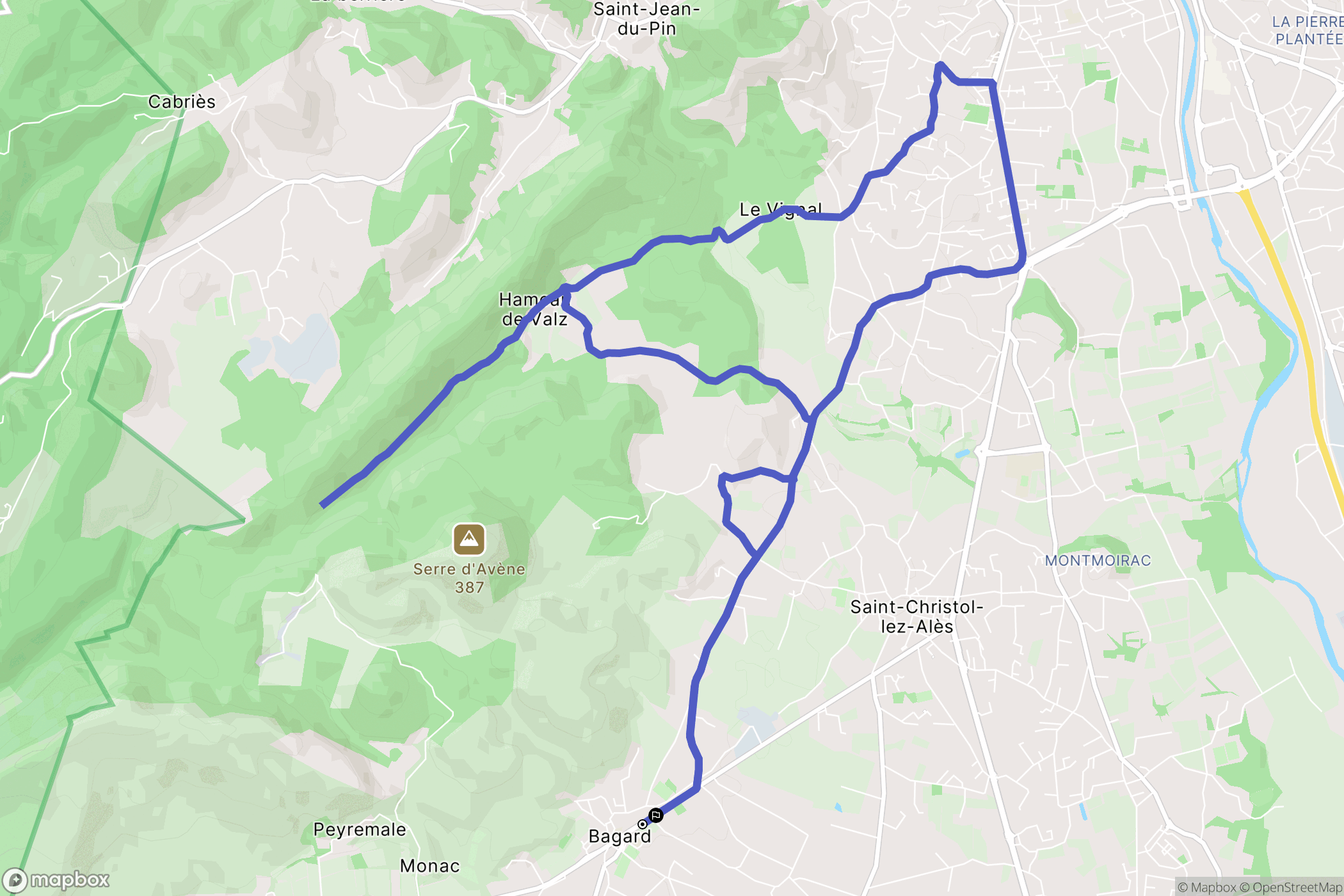 Bagard : carte du parcours de randonnée - France