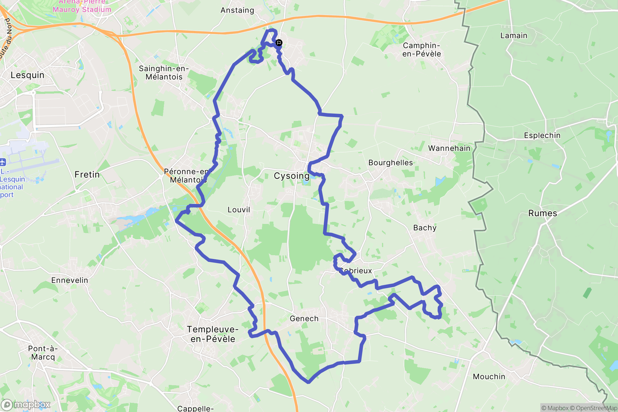 Gruson : carte du parcours de randonnée - France