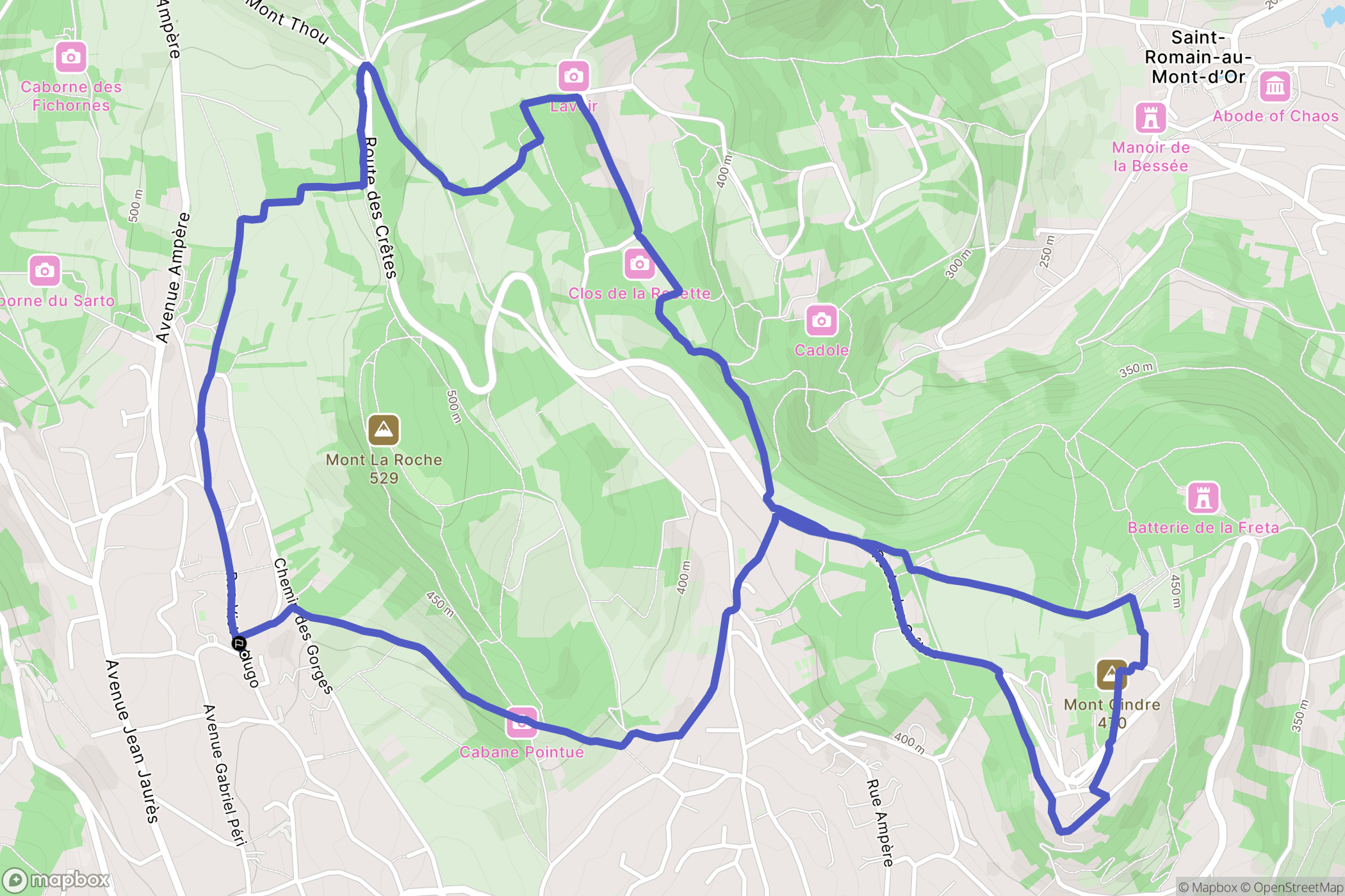 Saint-Didier-au-Mont-d'Or : carte du parcours de randonnée - France