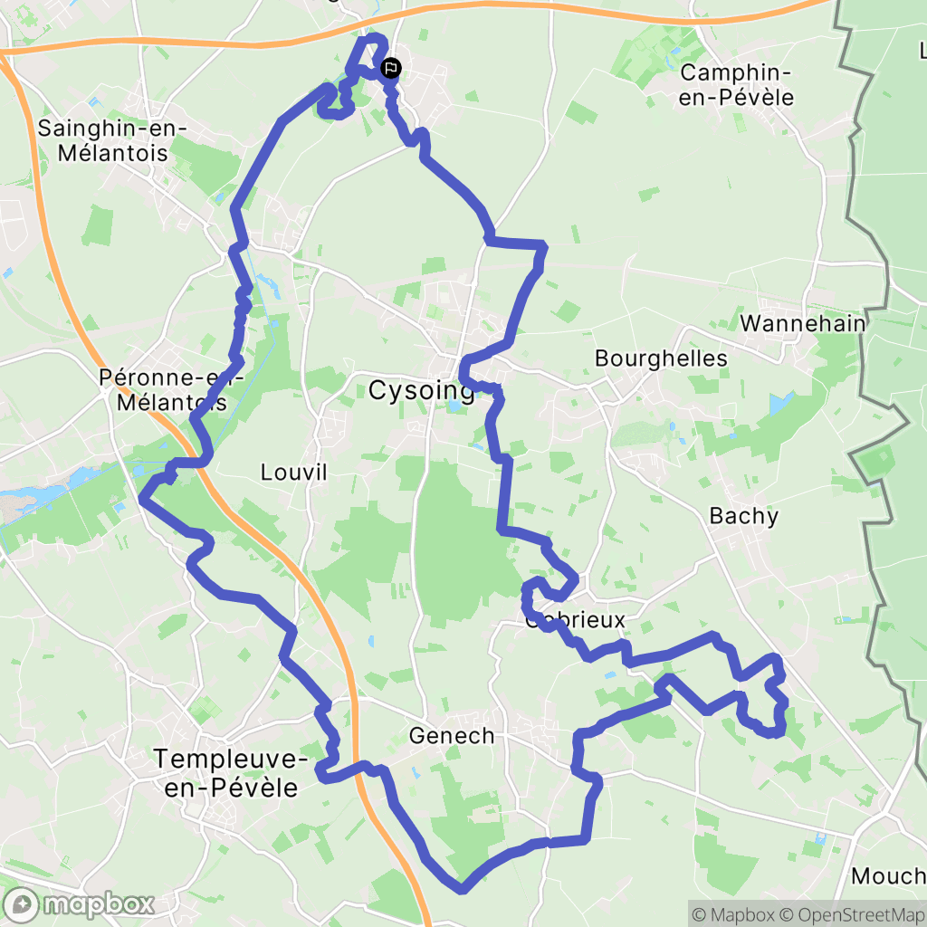 Gruson : carte du parcours de randonnée - France