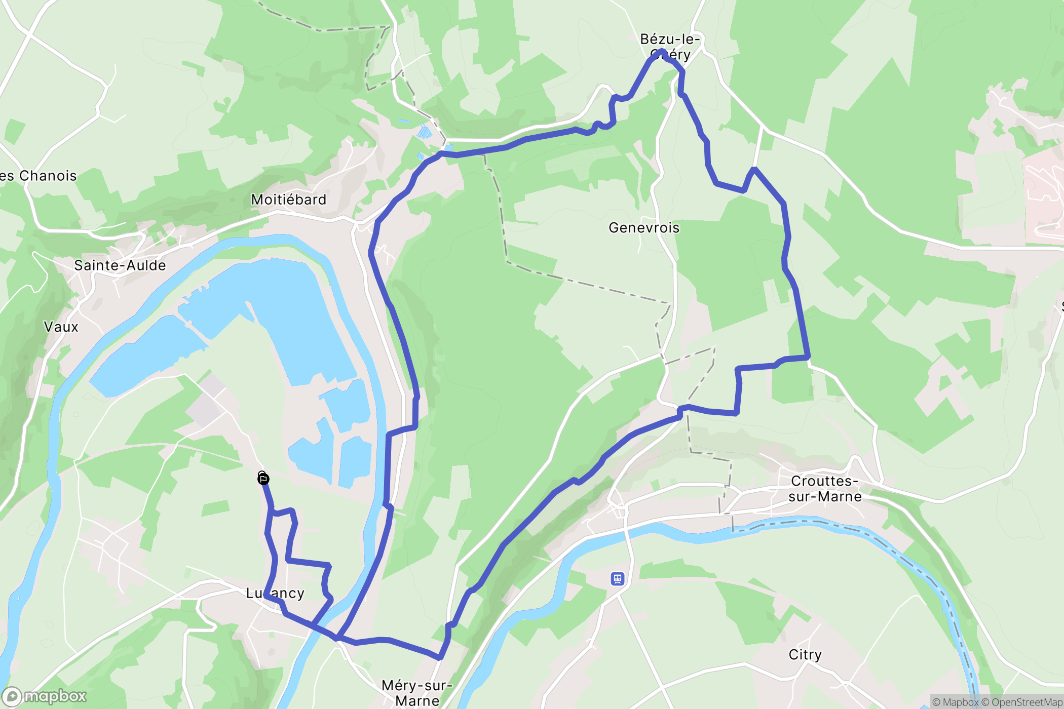 Luzancy : carte du parcours de randonnée - France