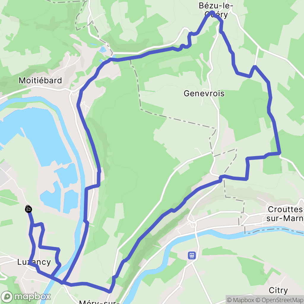Luzancy : carte du parcours de randonnée - France