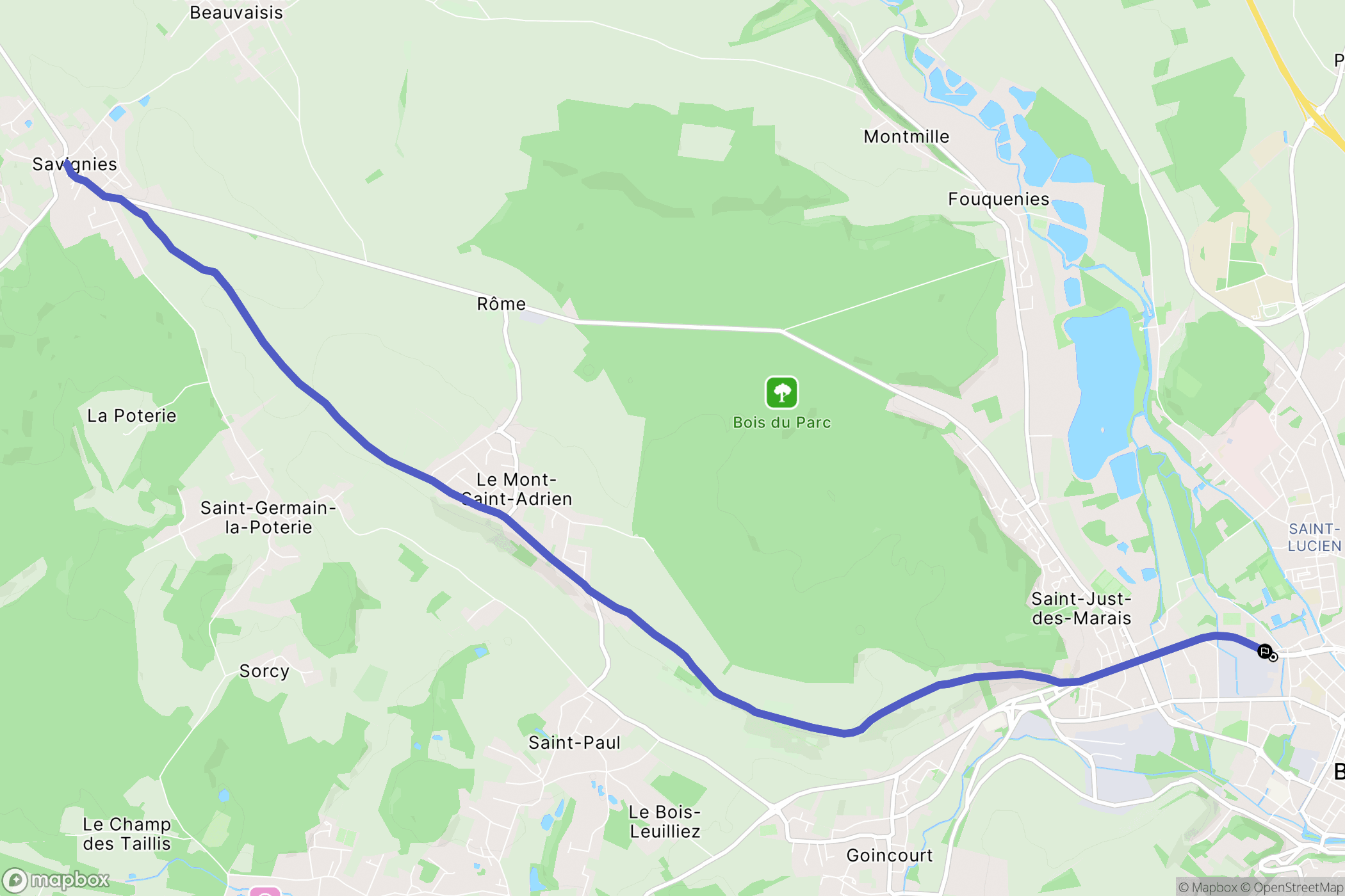Beauvais : carte du parcours de randonnée - France