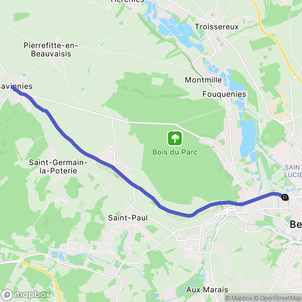 Beauvais : carte du parcours de randonnée - France
