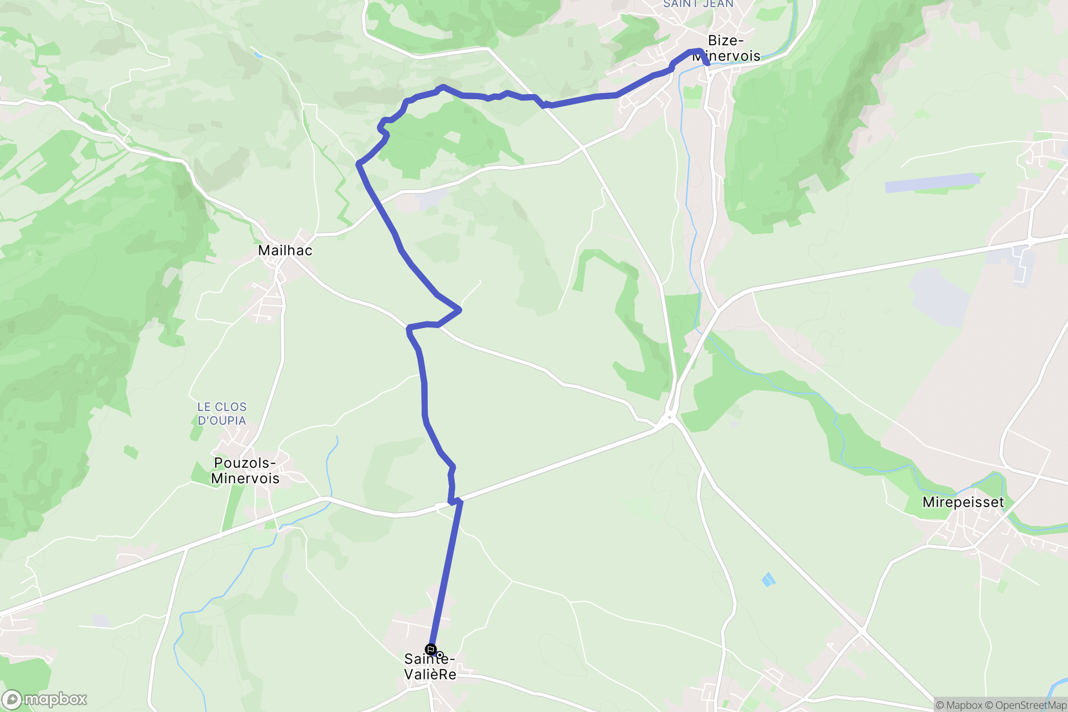 Sainte-Valière : carte du parcours de randonnée - France