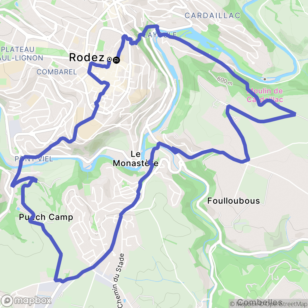 Rodez : carte du parcours de randonnée - France