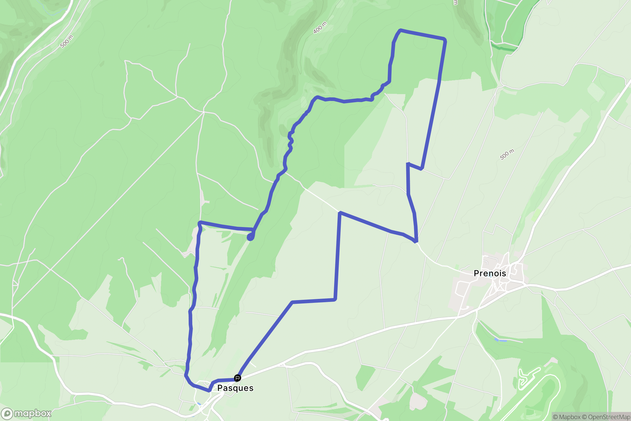 Pasques : carte du parcours de randonnée - France
