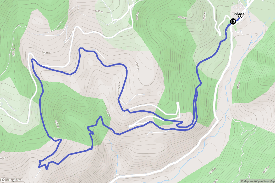 Péone : carte du parcours de randonnée - France