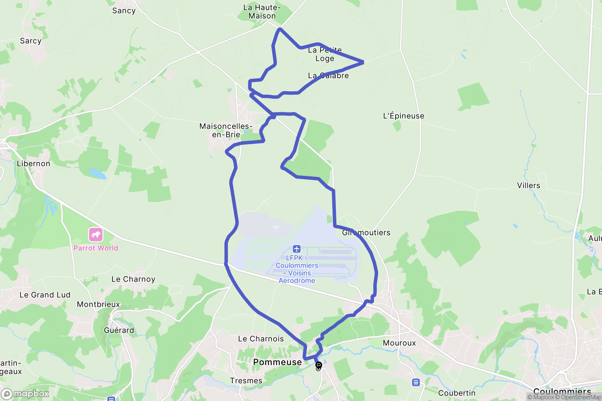 Pommeuse : carte du parcours de randonnée - France