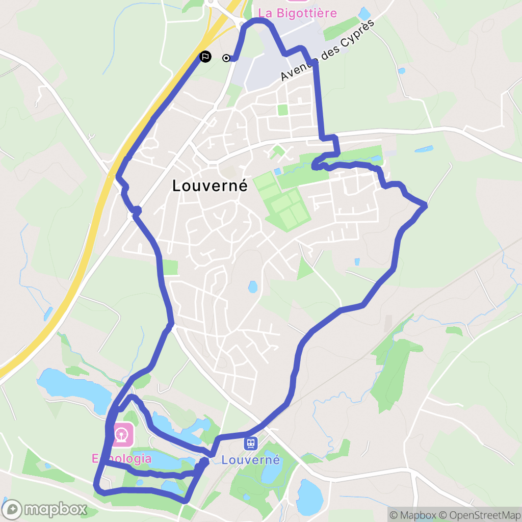 Louverné : carte du parcours de randonnée - France