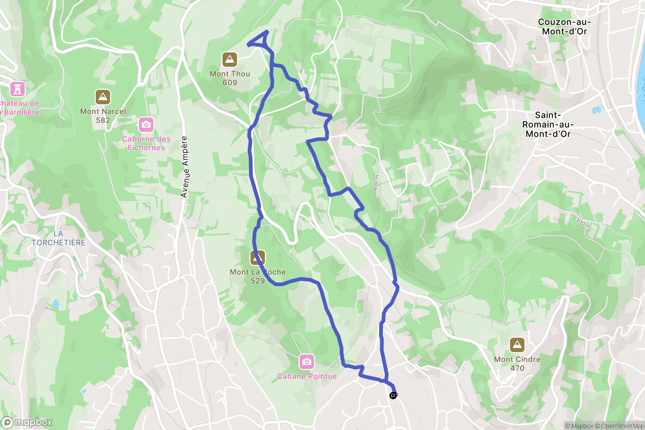 Saint Cyr au Mont D'Or : carte du parcours de randonnée - France