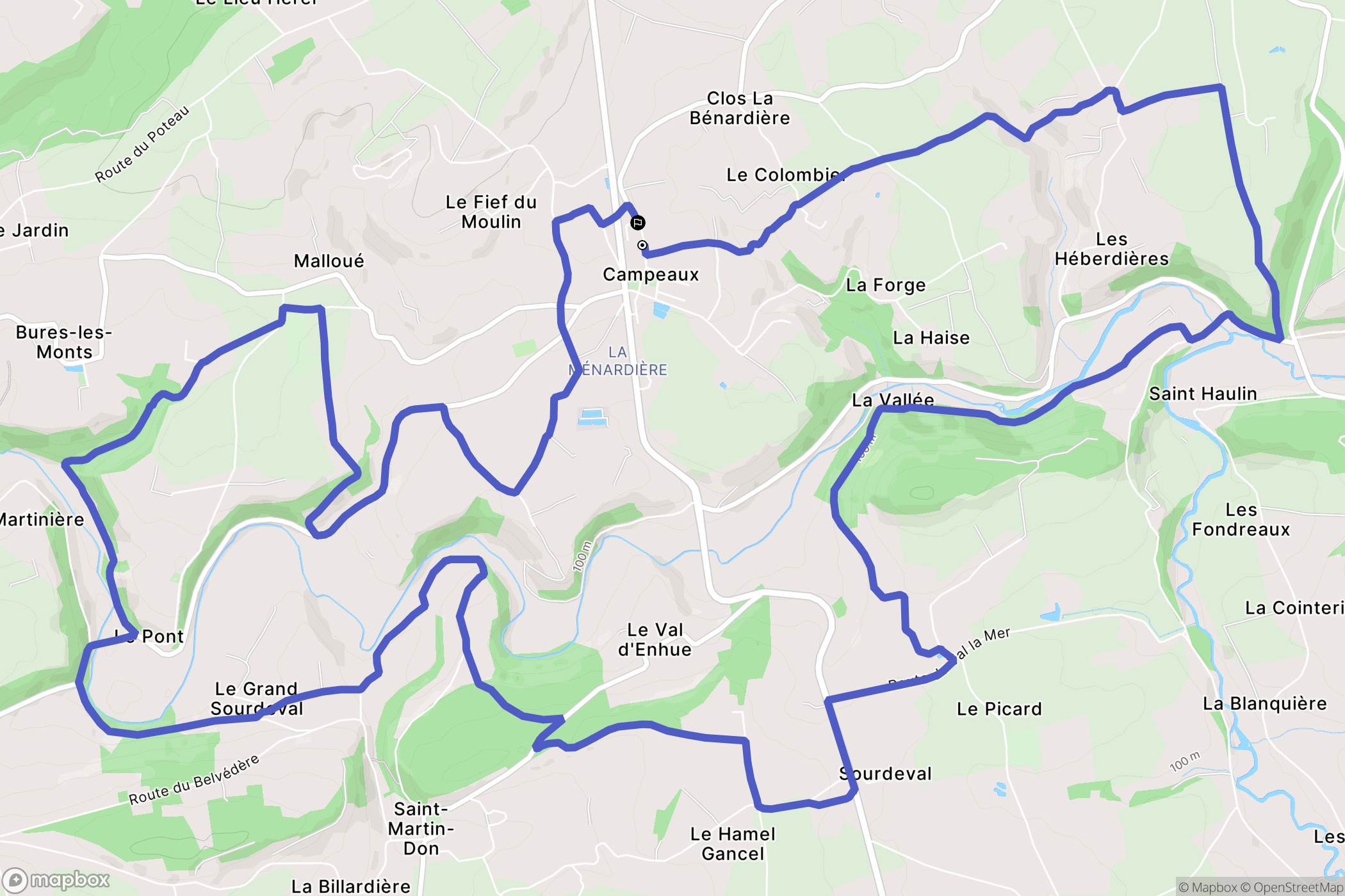 Souleuvre en Bocage : carte du parcours de randonnée - France