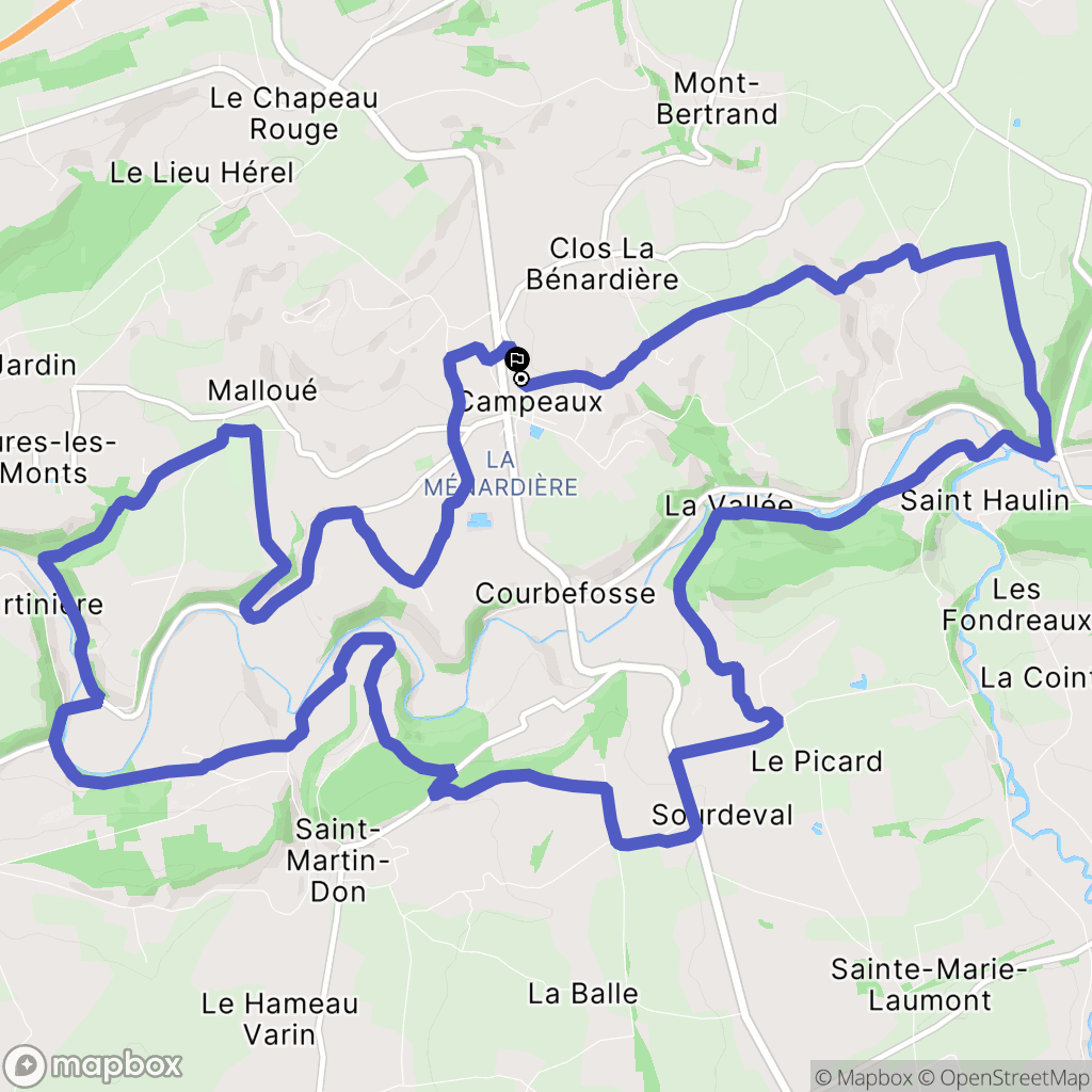 Souleuvre en Bocage : carte du parcours de randonnée - France