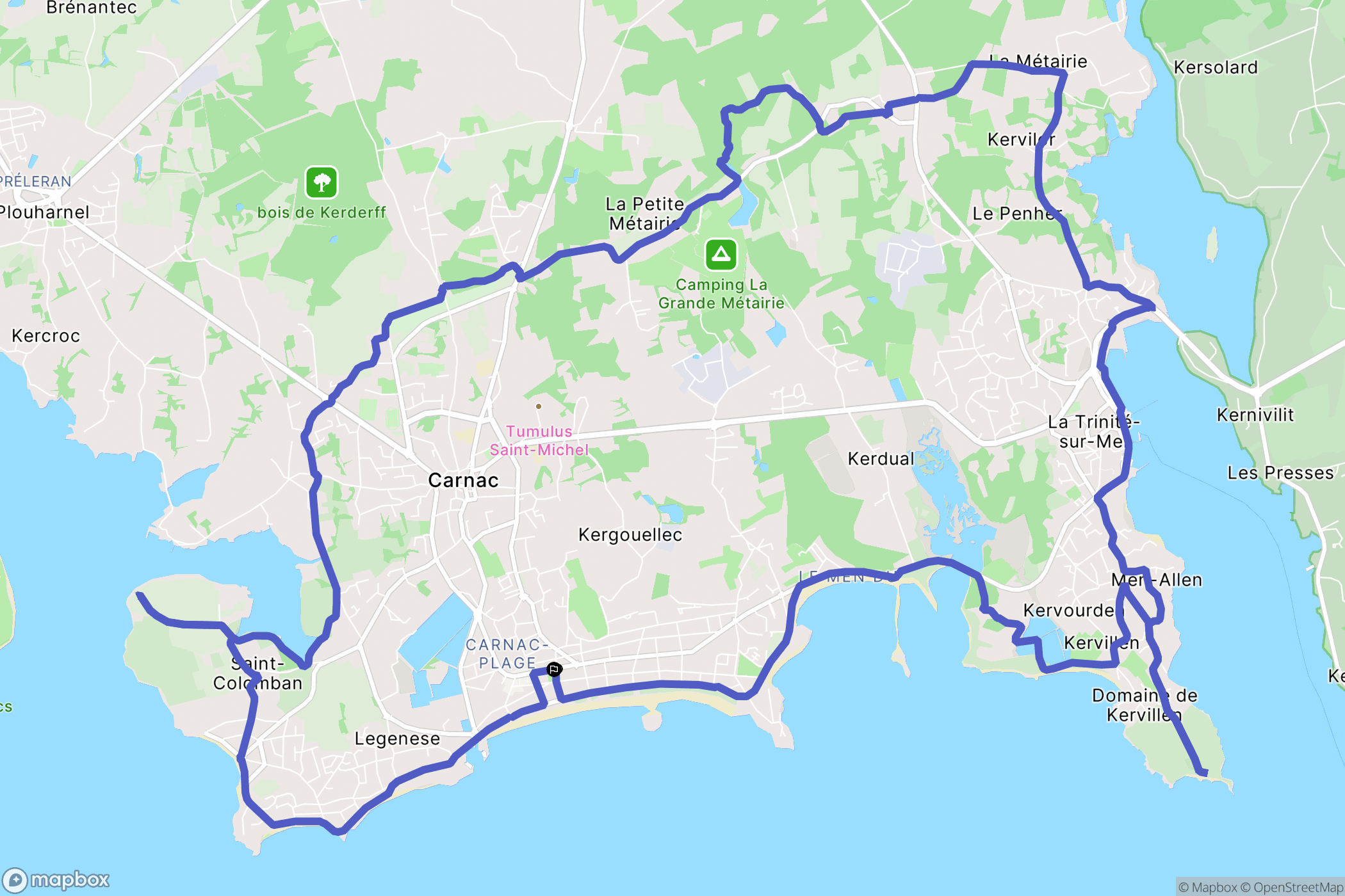 Carnac : carte du parcours de randonnée - France