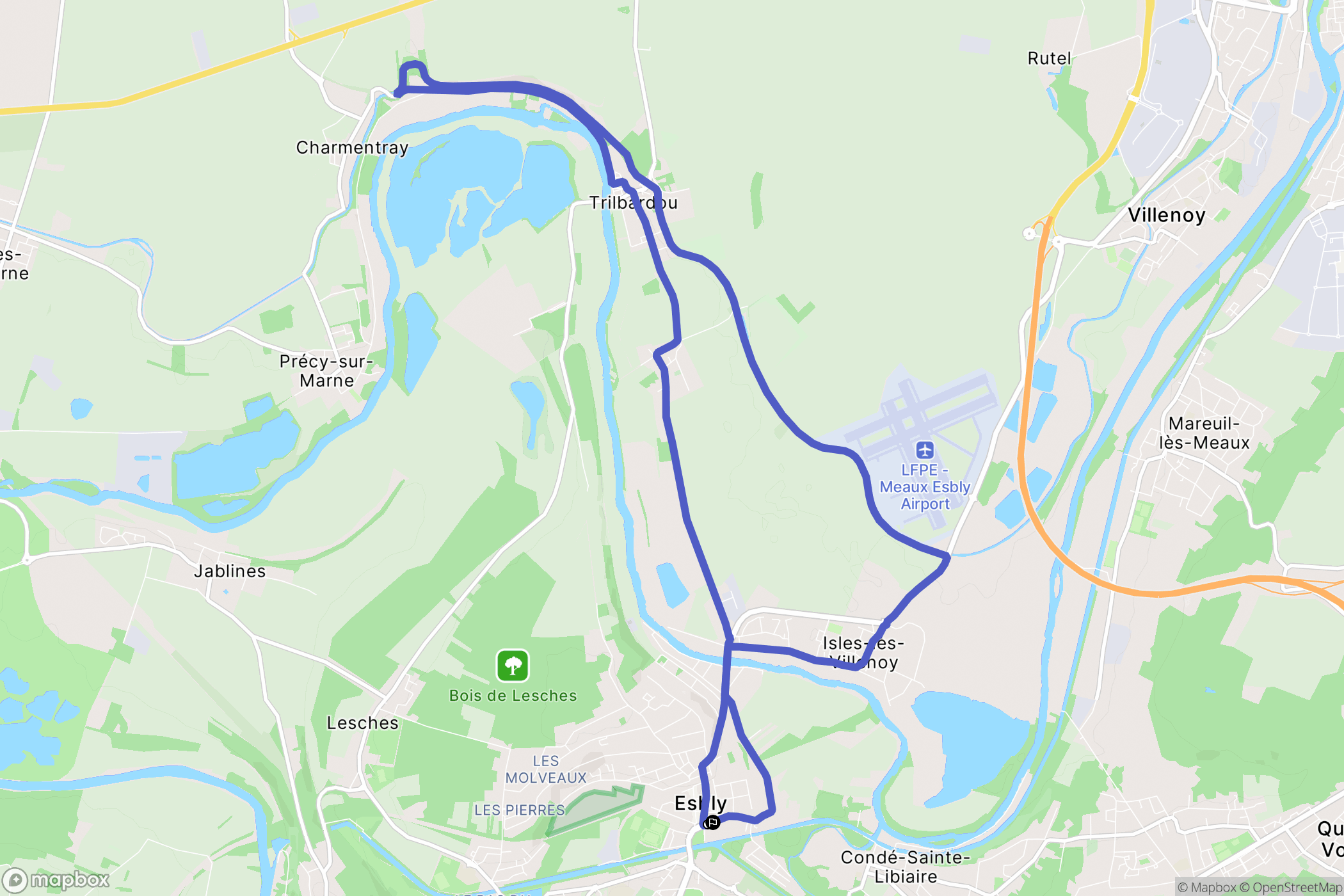 Esbly : carte du parcours de randonnée - France