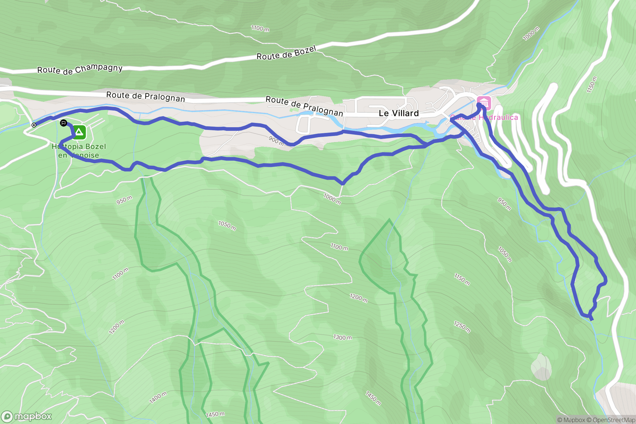 Bozel : carte du parcours de randonnée - France
