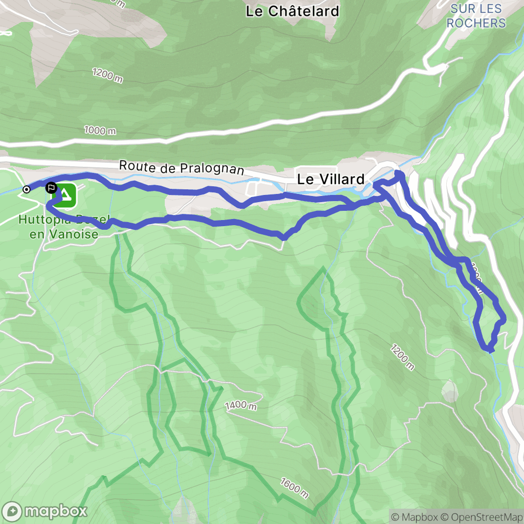 Bozel : carte du parcours de randonnée - France
