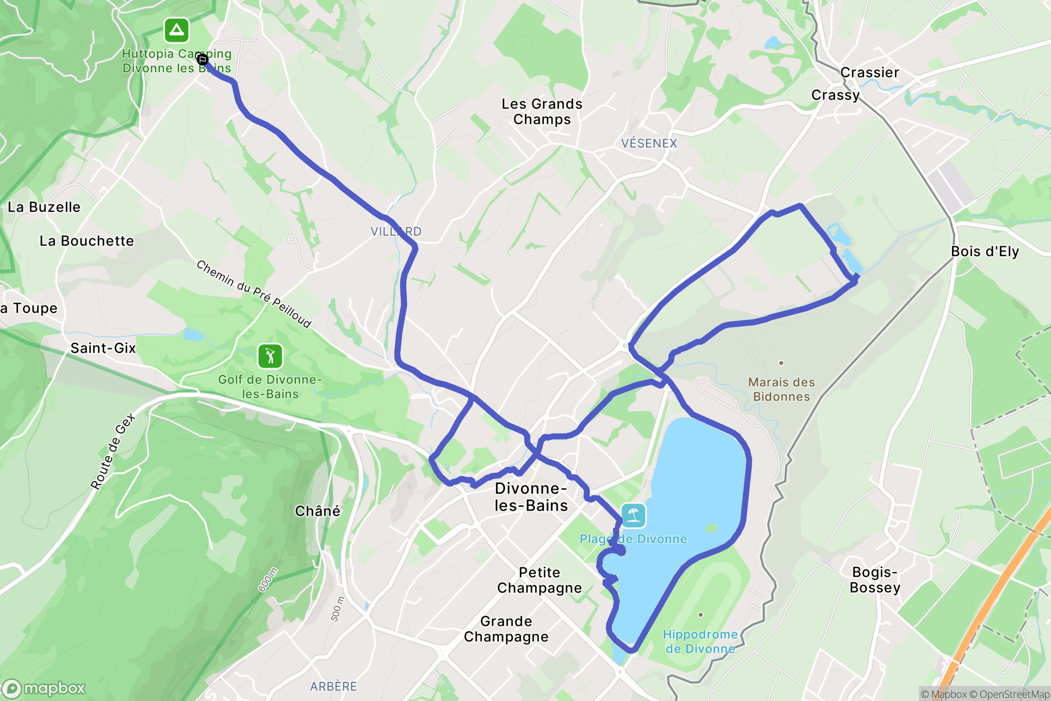 Divonne-les-Bains : carte du parcours de randonnée - France