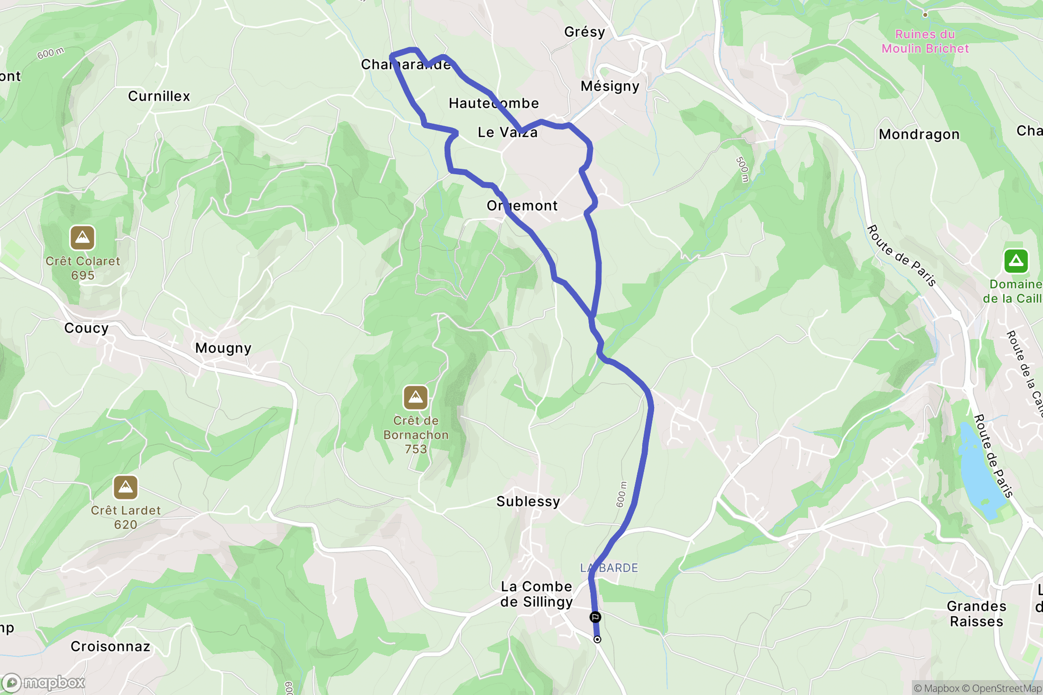 Sillingy : carte du parcours de randonnée - France