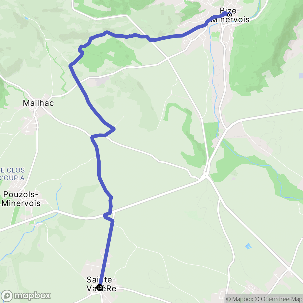 Bize-Minervois : carte du parcours de randonnée - France