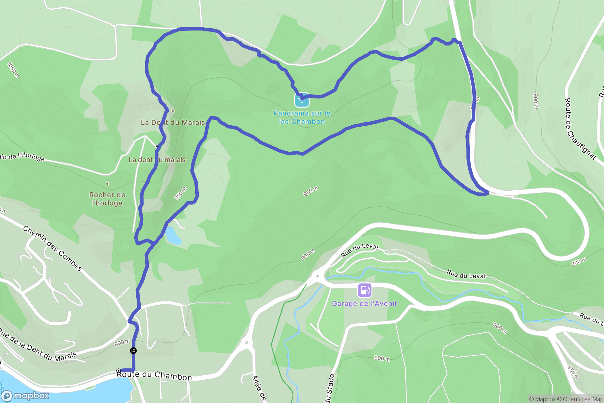 Chambon-sur-Lac : carte du parcours de randonnée - France