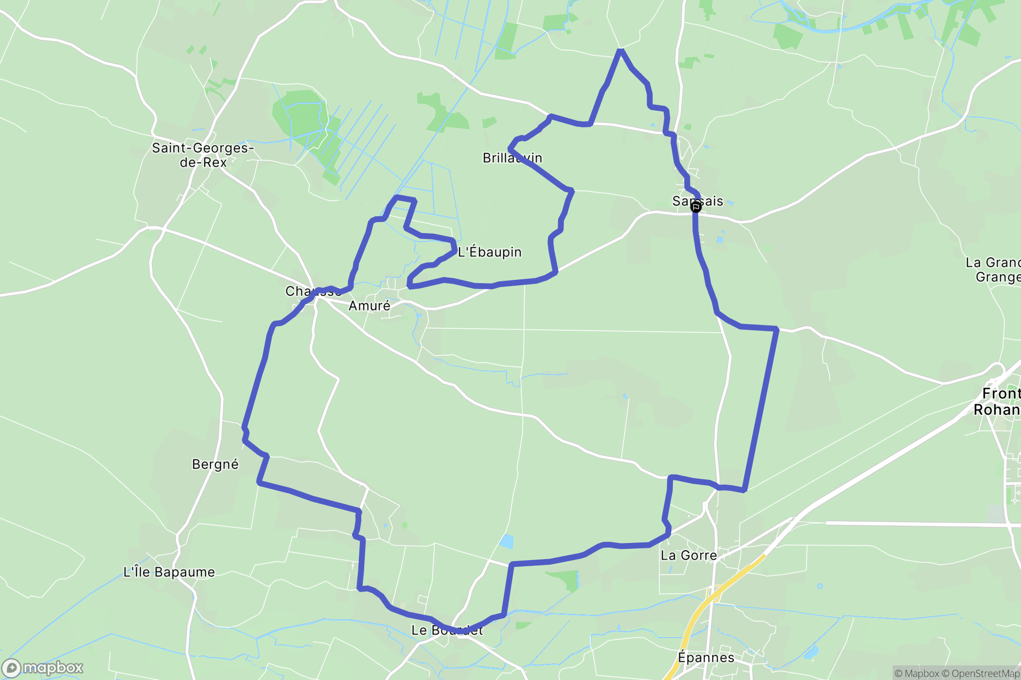 Sansais : carte du parcours de randonnée - France
