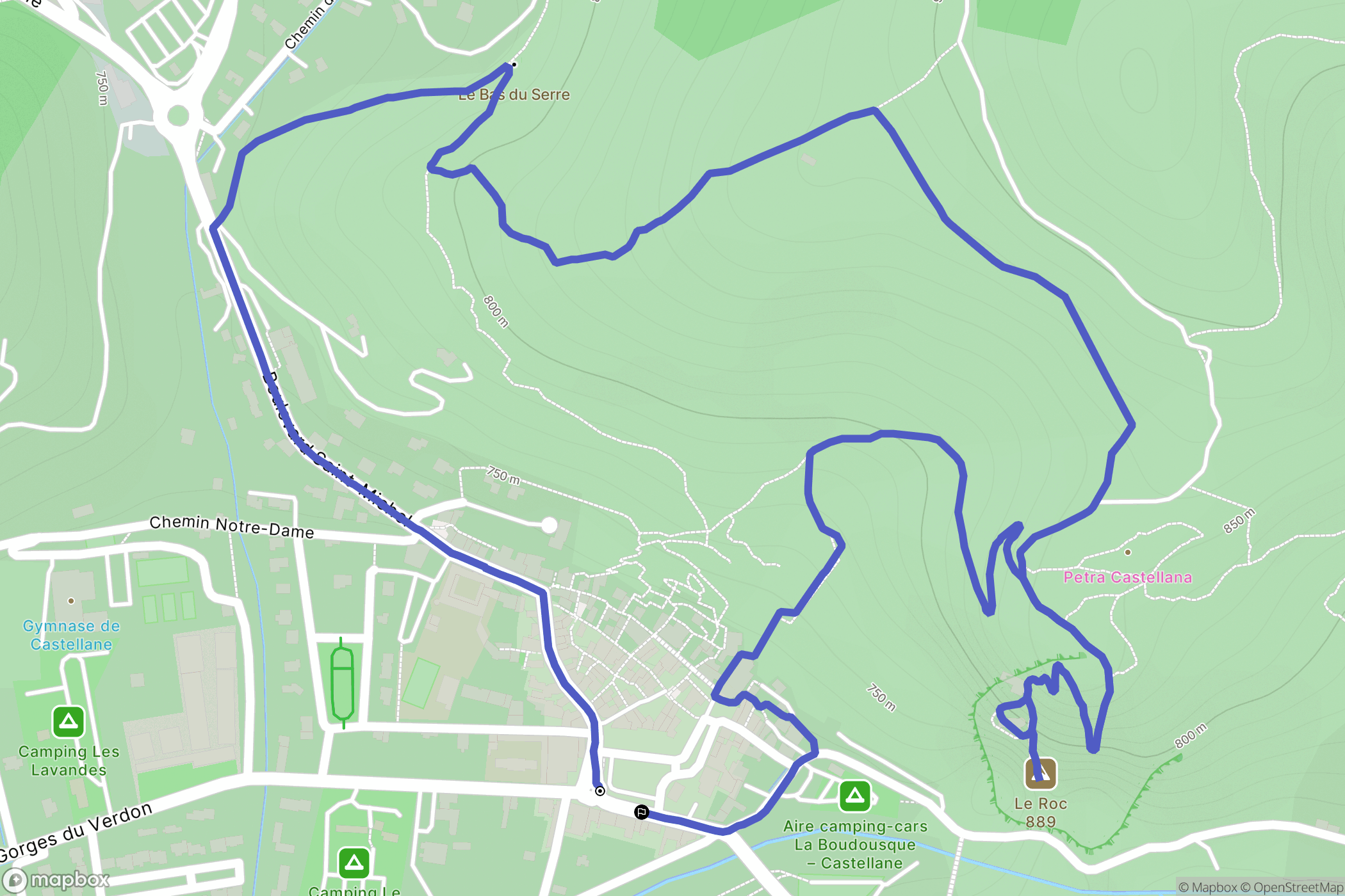 Castellane : carte du parcours de randonnée - France