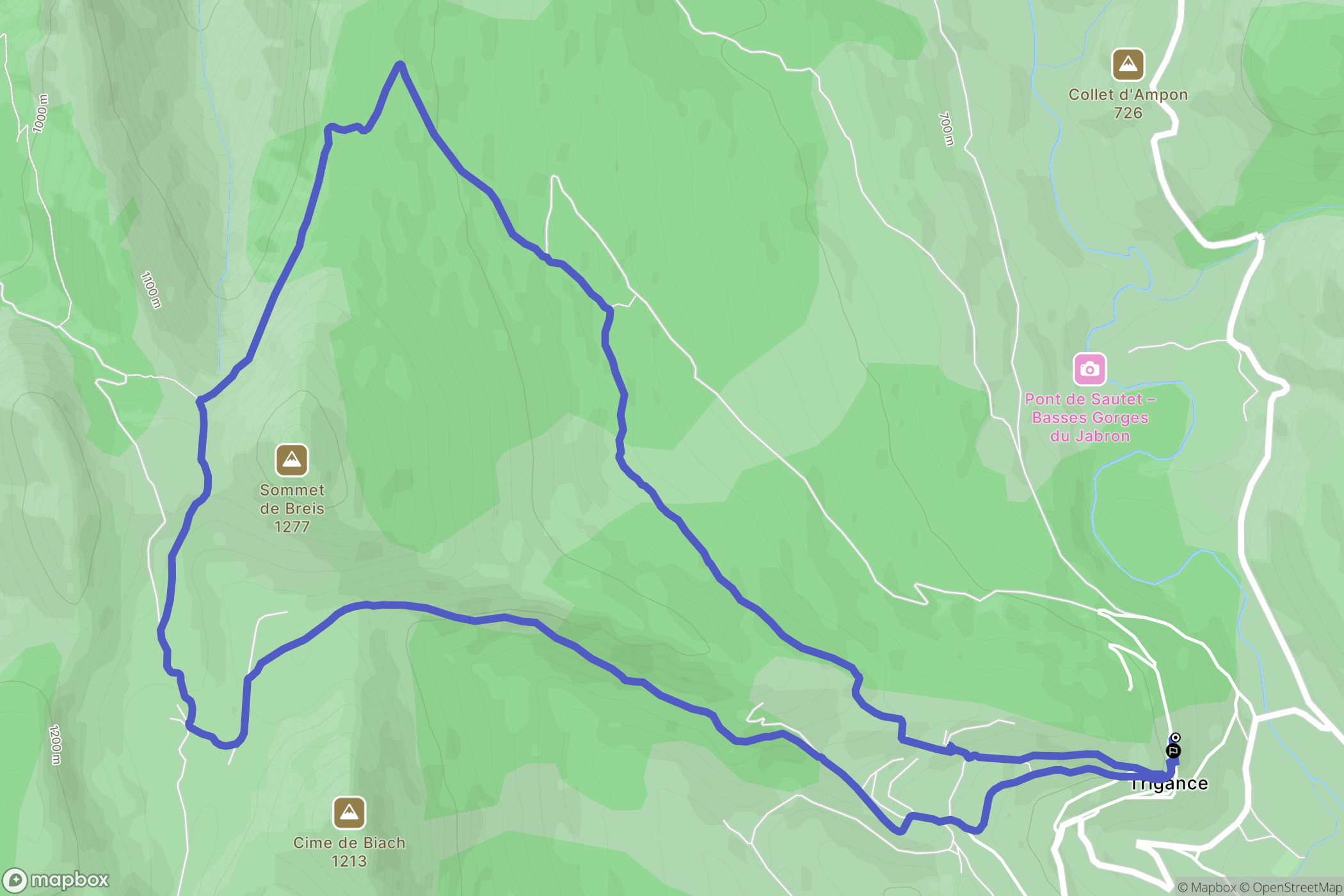 Trigance : carte du parcours de randonnée - France