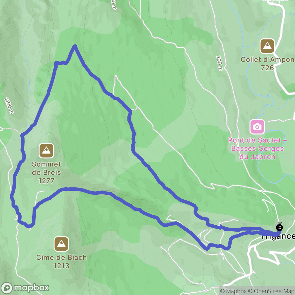 Trigance : carte du parcours de randonnée - France