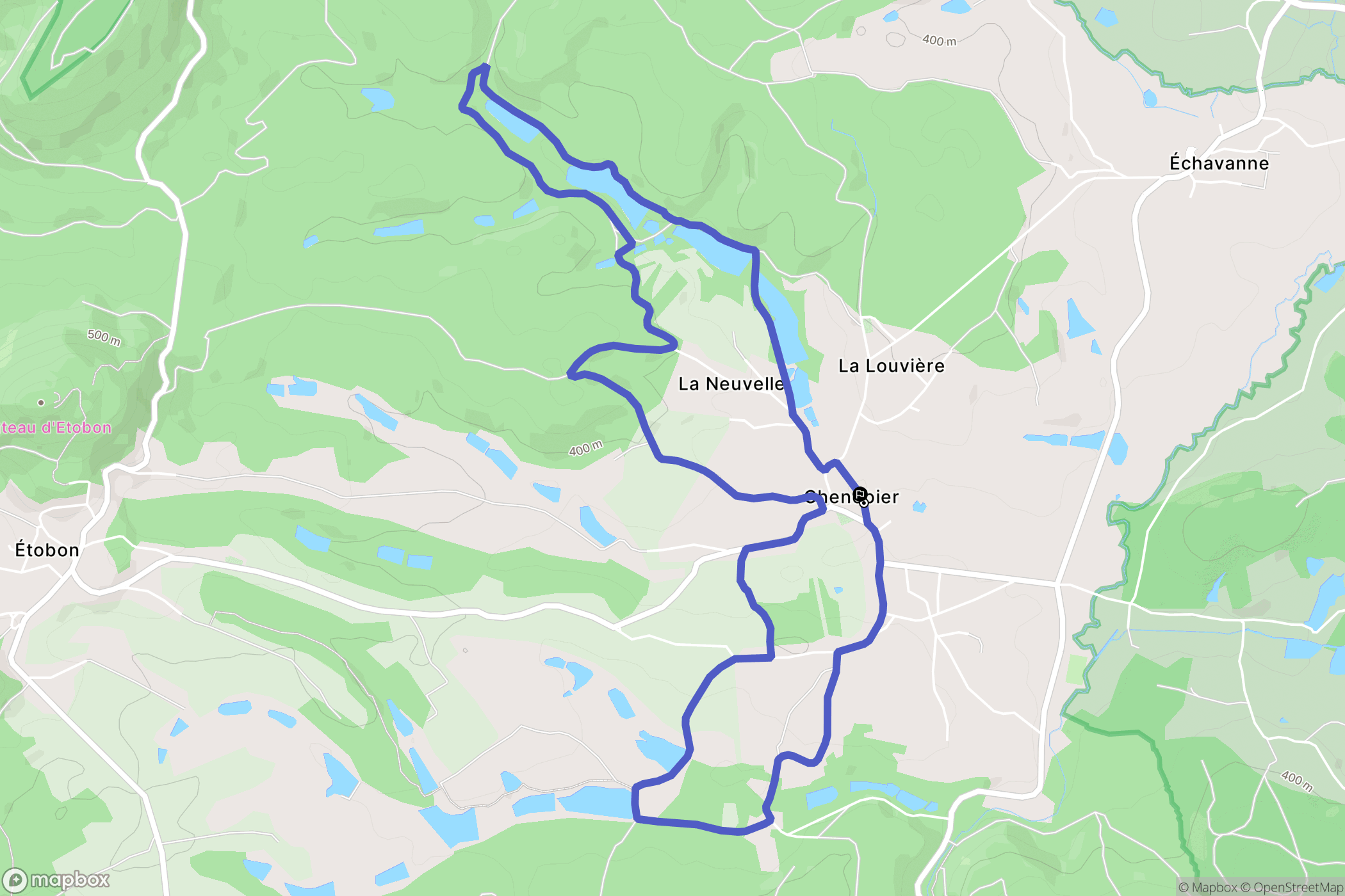 Chenebier : carte du parcours de randonnée - France
