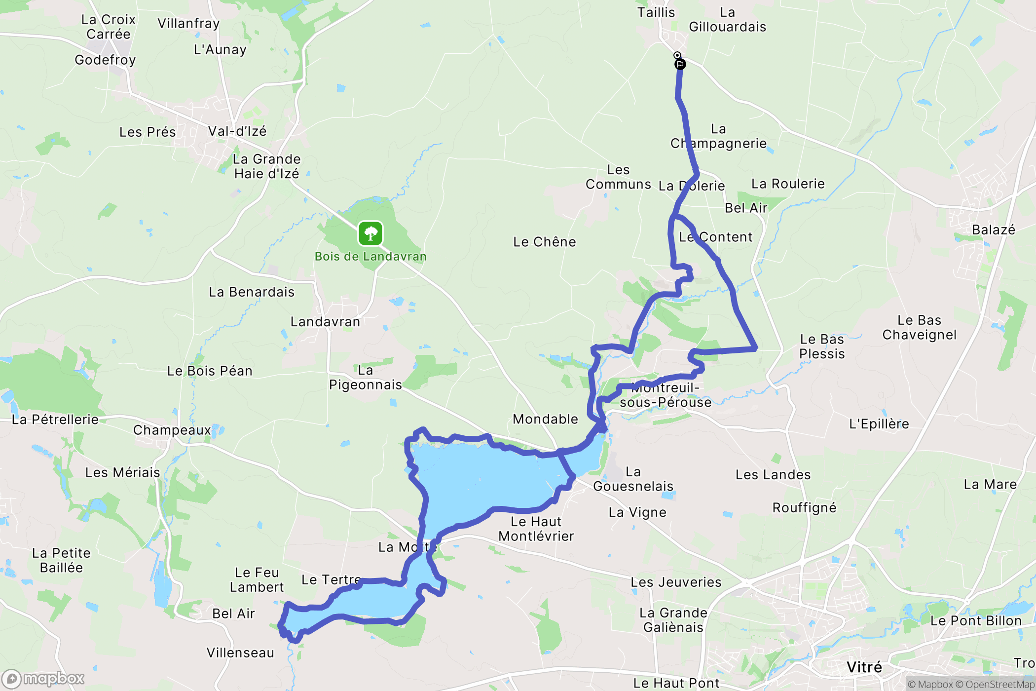 Taillis : carte du parcours de randonnée - France
